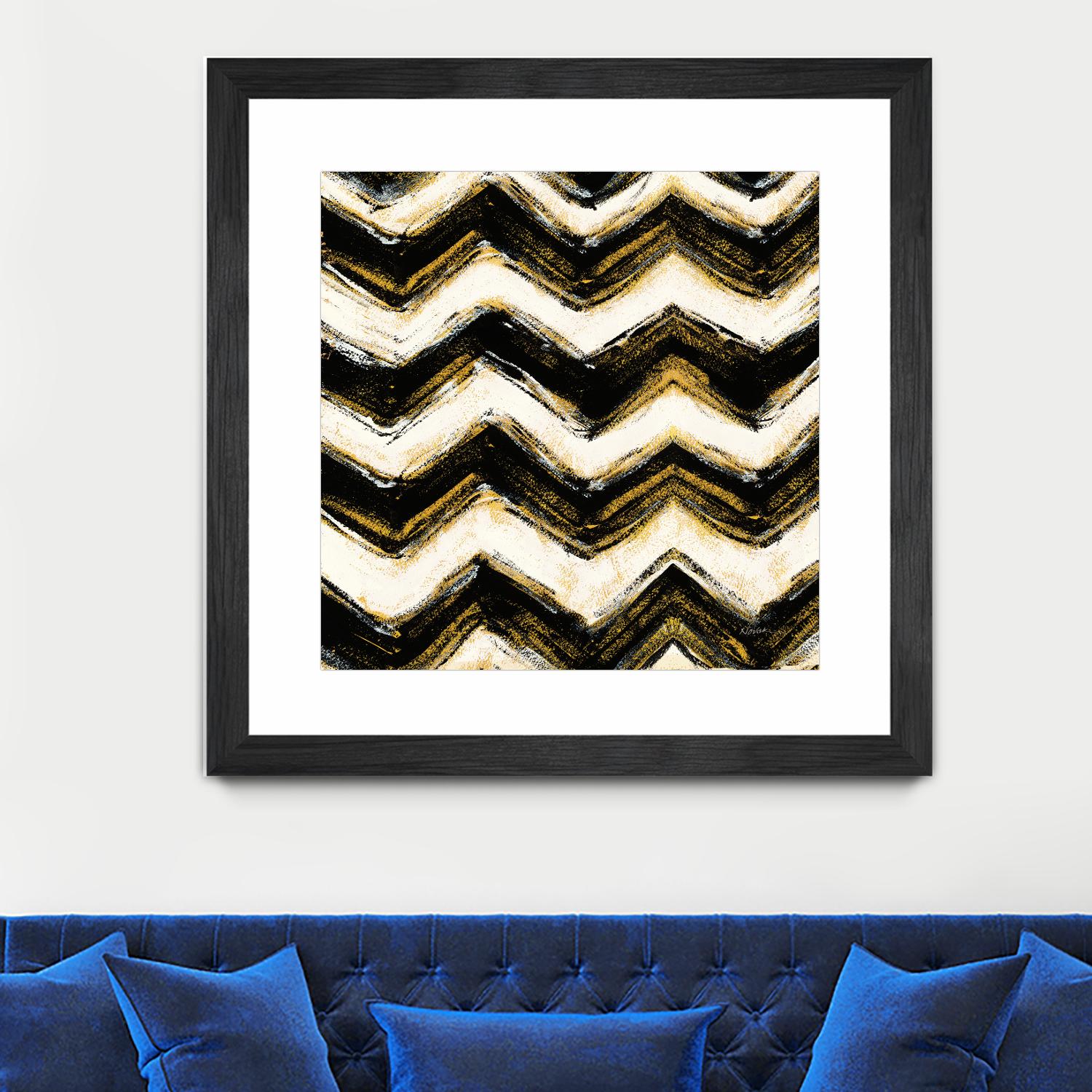 Black and Gold Geometric IV Crop by Shirley Novak on GIANT ART - beige abstract