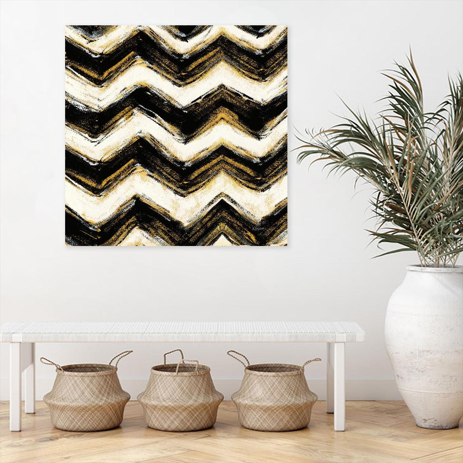 Black and Gold Geometric IV Crop by Shirley Novak on GIANT ART - beige abstract