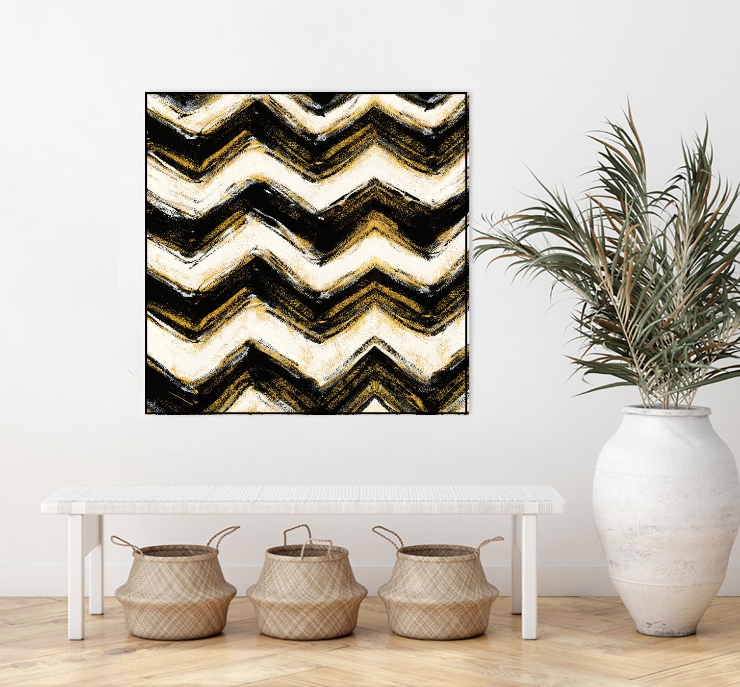 Black and Gold Geometric IV Crop by Shirley Novak on GIANT ART - beige abstract