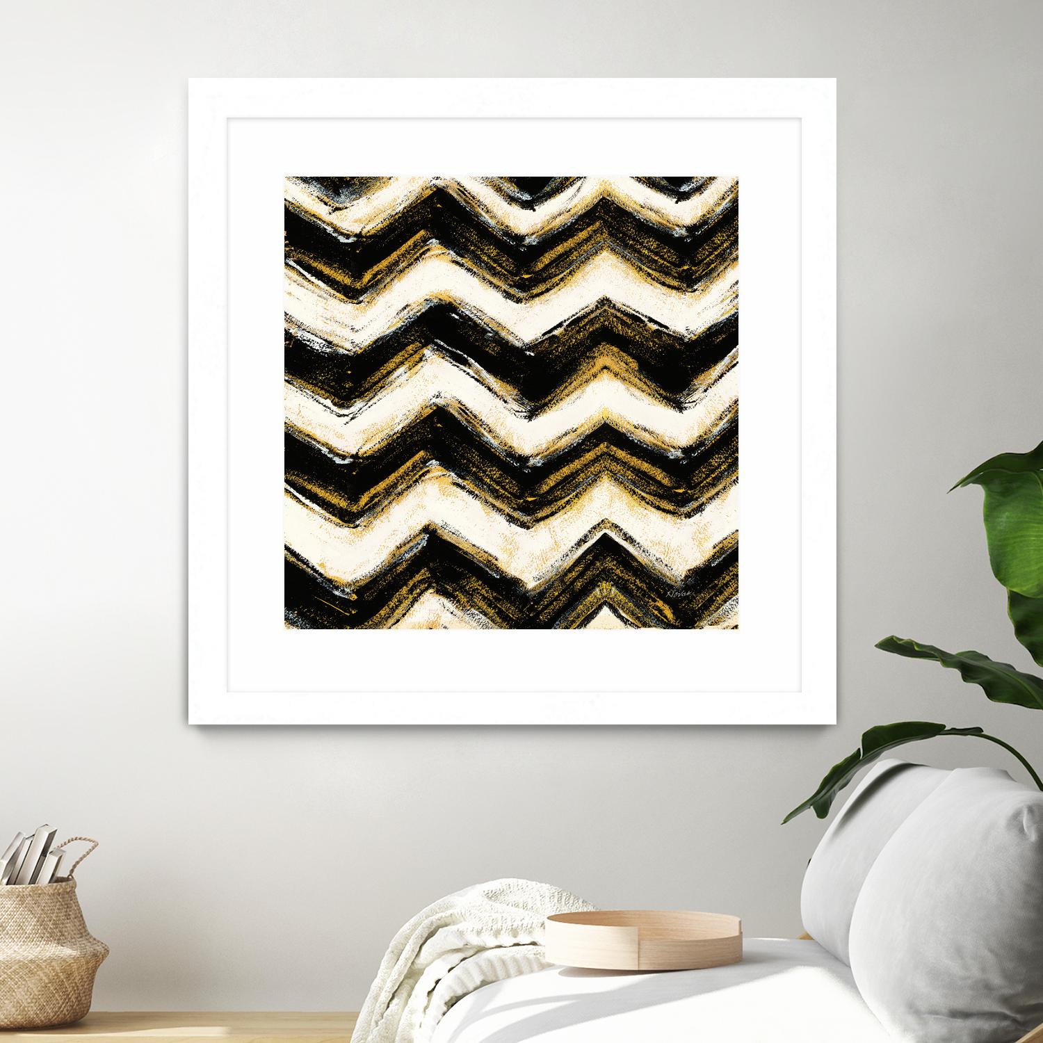 Black and Gold Geometric IV Crop by Shirley Novak on GIANT ART - beige abstract
