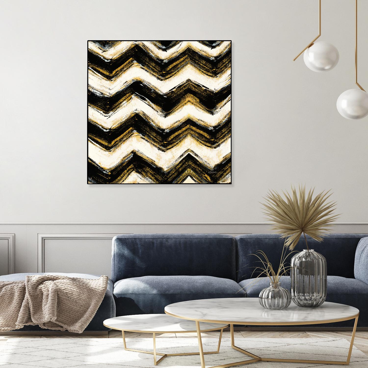 Black and Gold Geometric IV Crop by Shirley Novak on GIANT ART - beige abstract