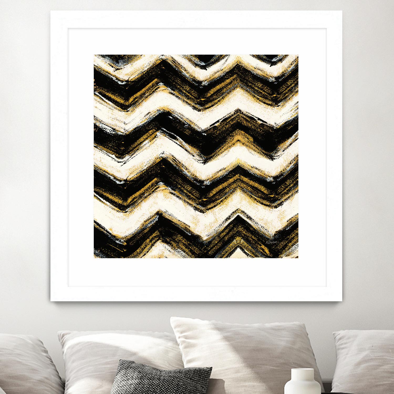 Black and Gold Geometric IV Crop by Shirley Novak on GIANT ART - beige abstract