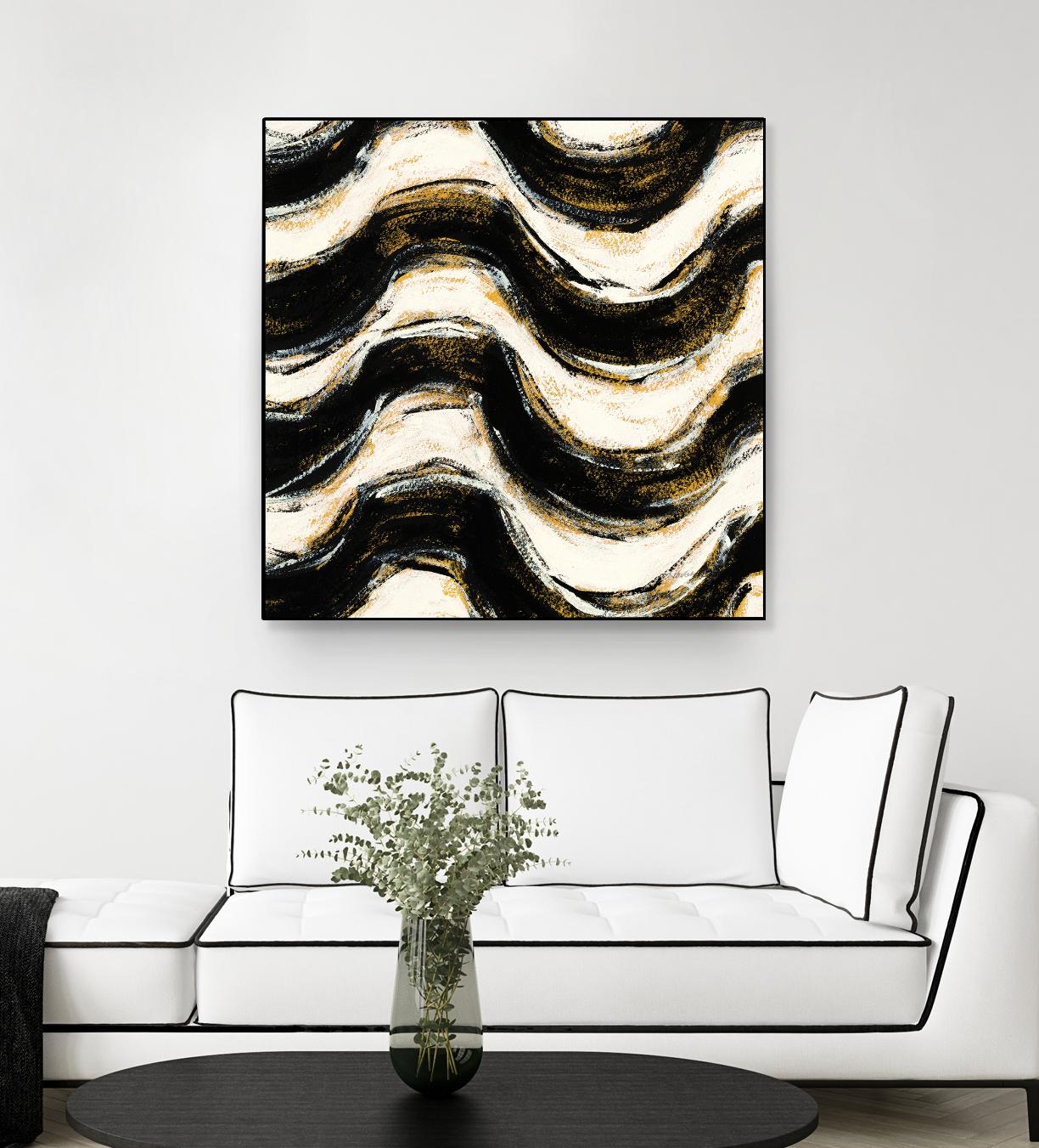 Black and Gold Geometric V Crop by Shirley Novak on GIANT ART - beige abstract