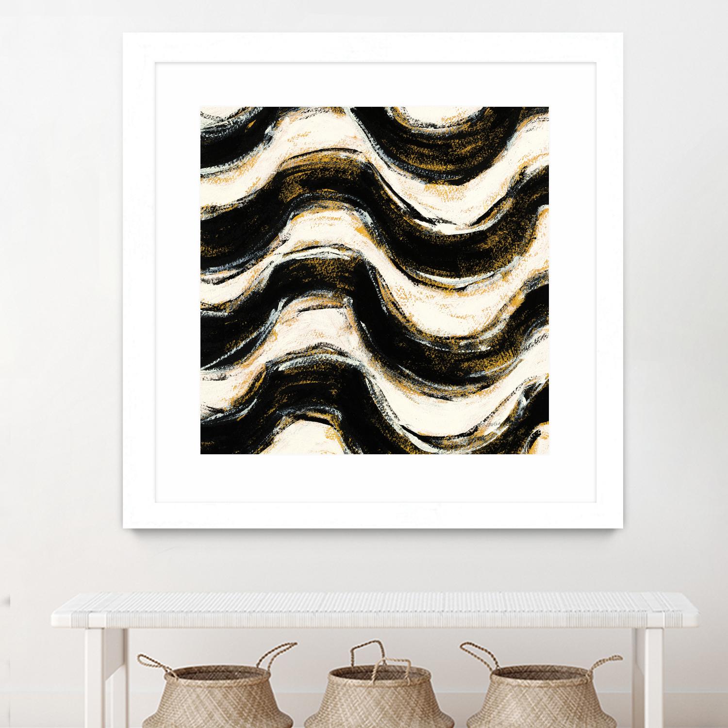 Black and Gold Geometric V Crop by Shirley Novak on GIANT ART - beige abstract