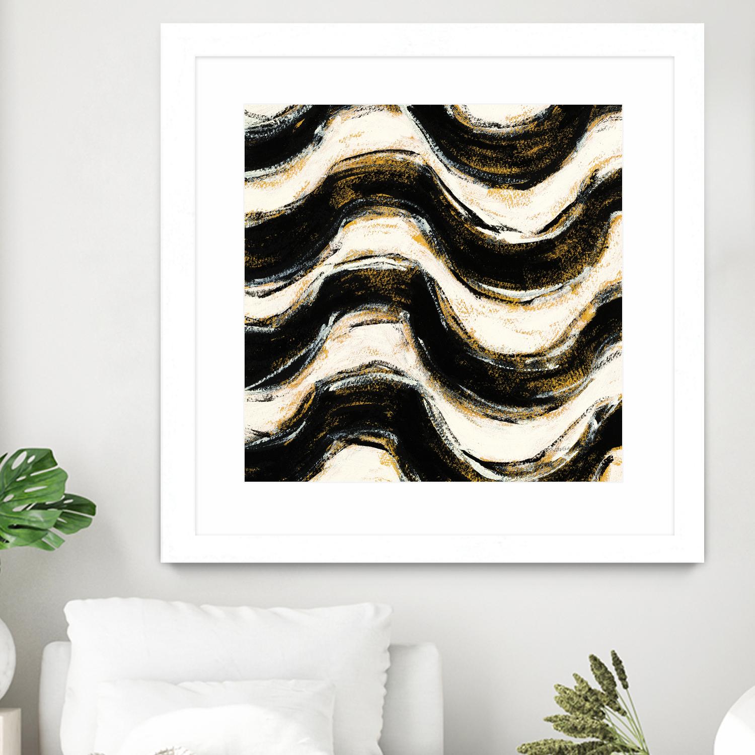 Black and Gold Geometric V Crop by Shirley Novak on GIANT ART - beige abstract