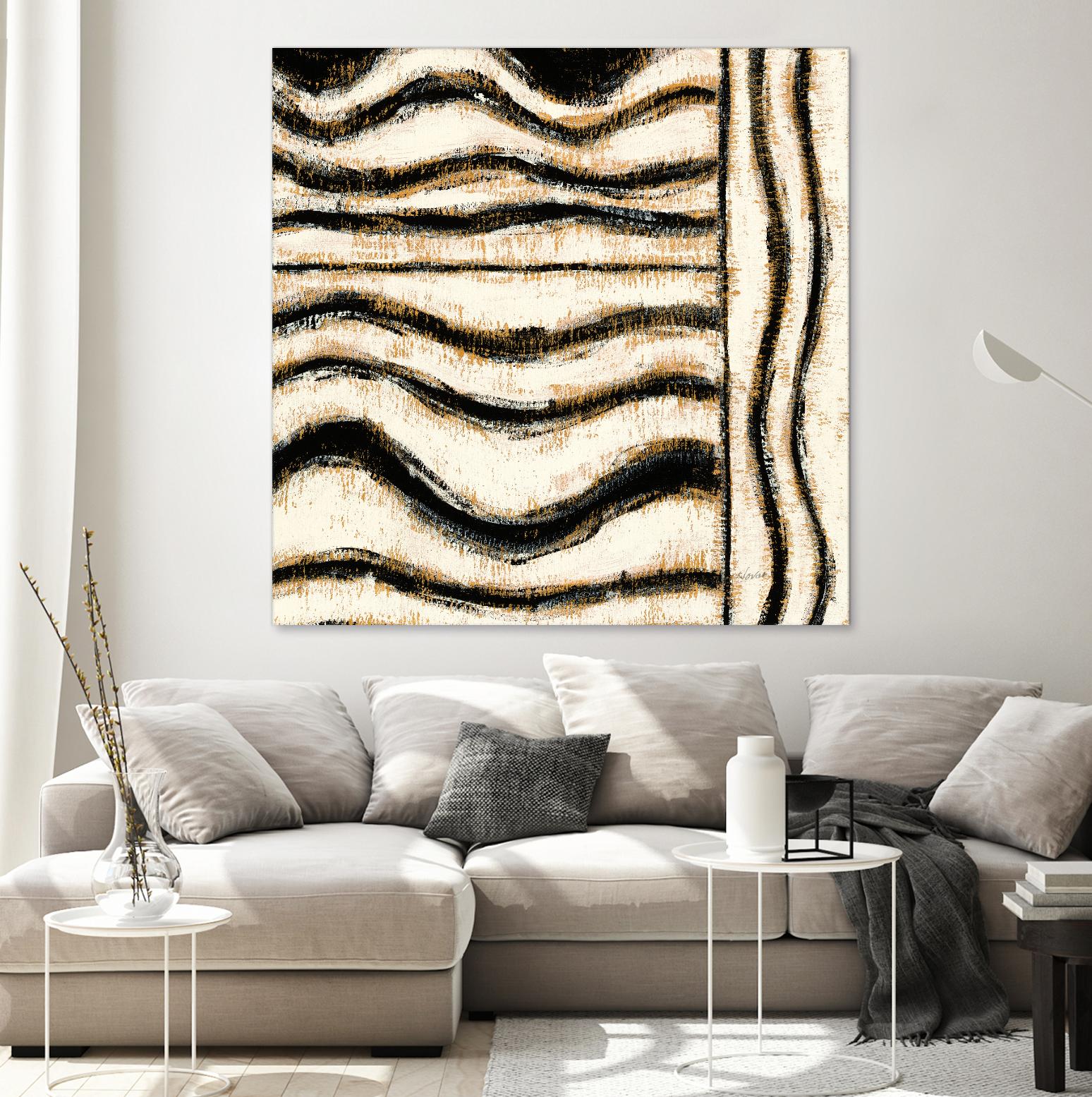 Black and Gold Geometric VI by Shirley Novak on GIANT ART - beige abstract