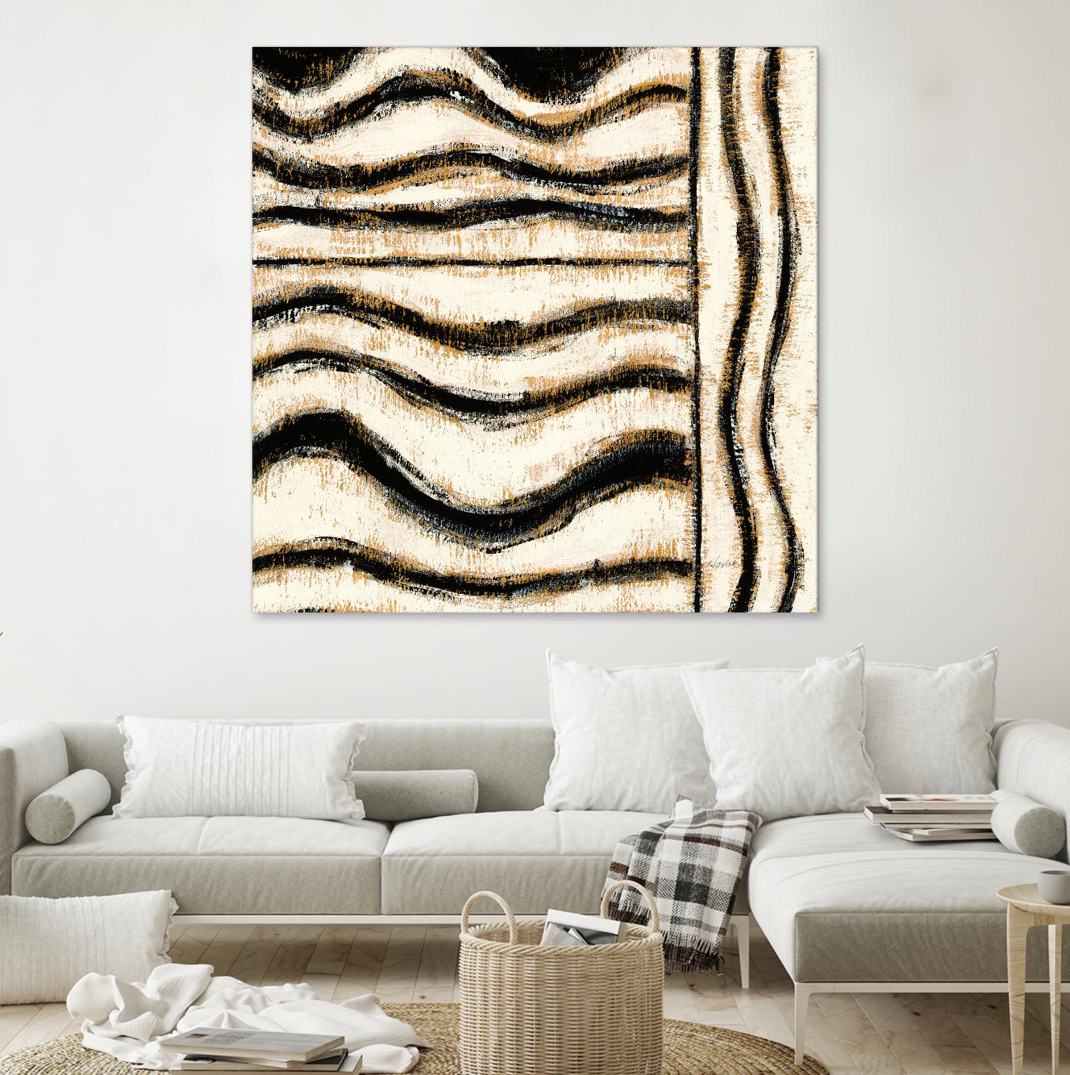 Black and Gold Geometric VI by Shirley Novak on GIANT ART - beige abstract