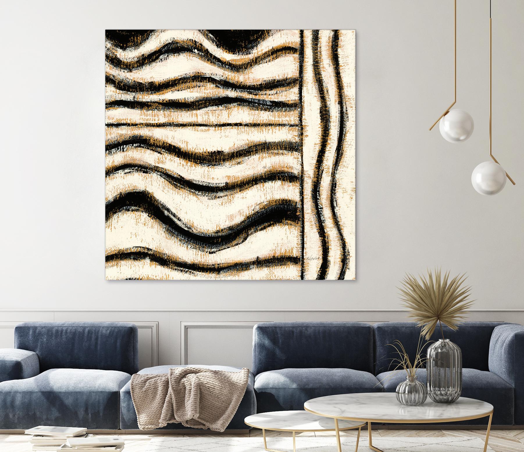 Black and Gold Geometric VI by Shirley Novak on GIANT ART - beige abstract