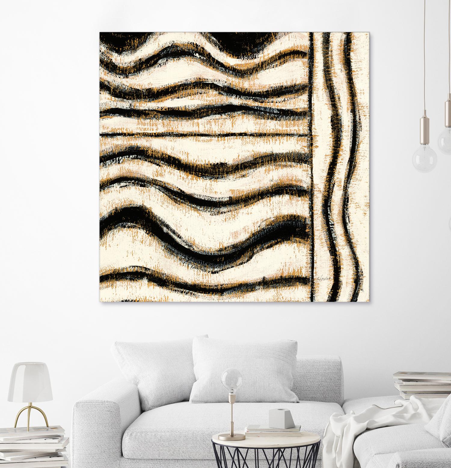 Black and Gold Geometric VI by Shirley Novak on GIANT ART - beige abstract