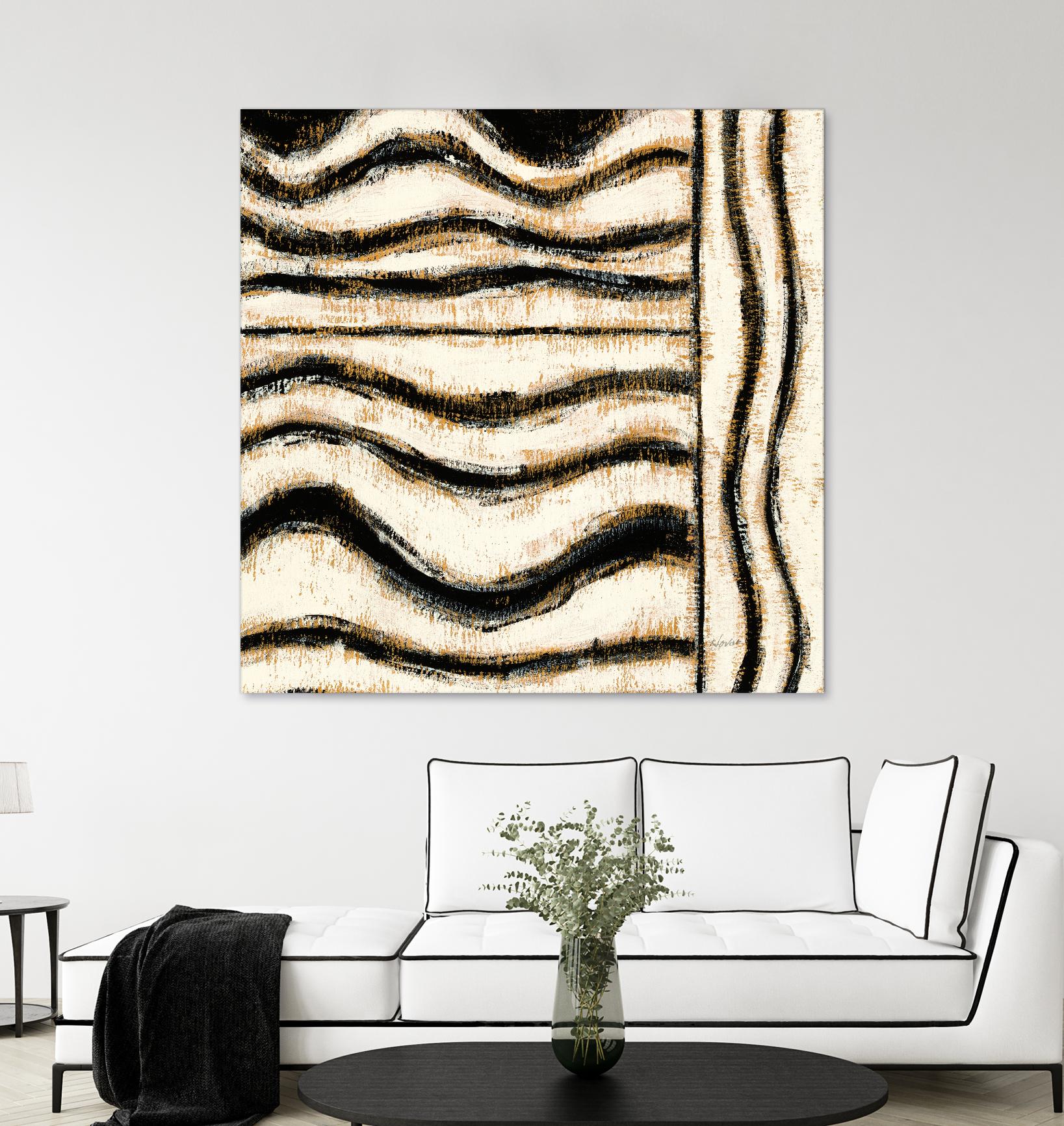 Black and Gold Geometric VI by Shirley Novak on GIANT ART - beige abstract