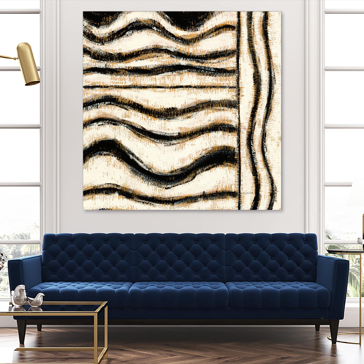 Black and Gold Geometric VI by Shirley Novak on GIANT ART - beige abstract