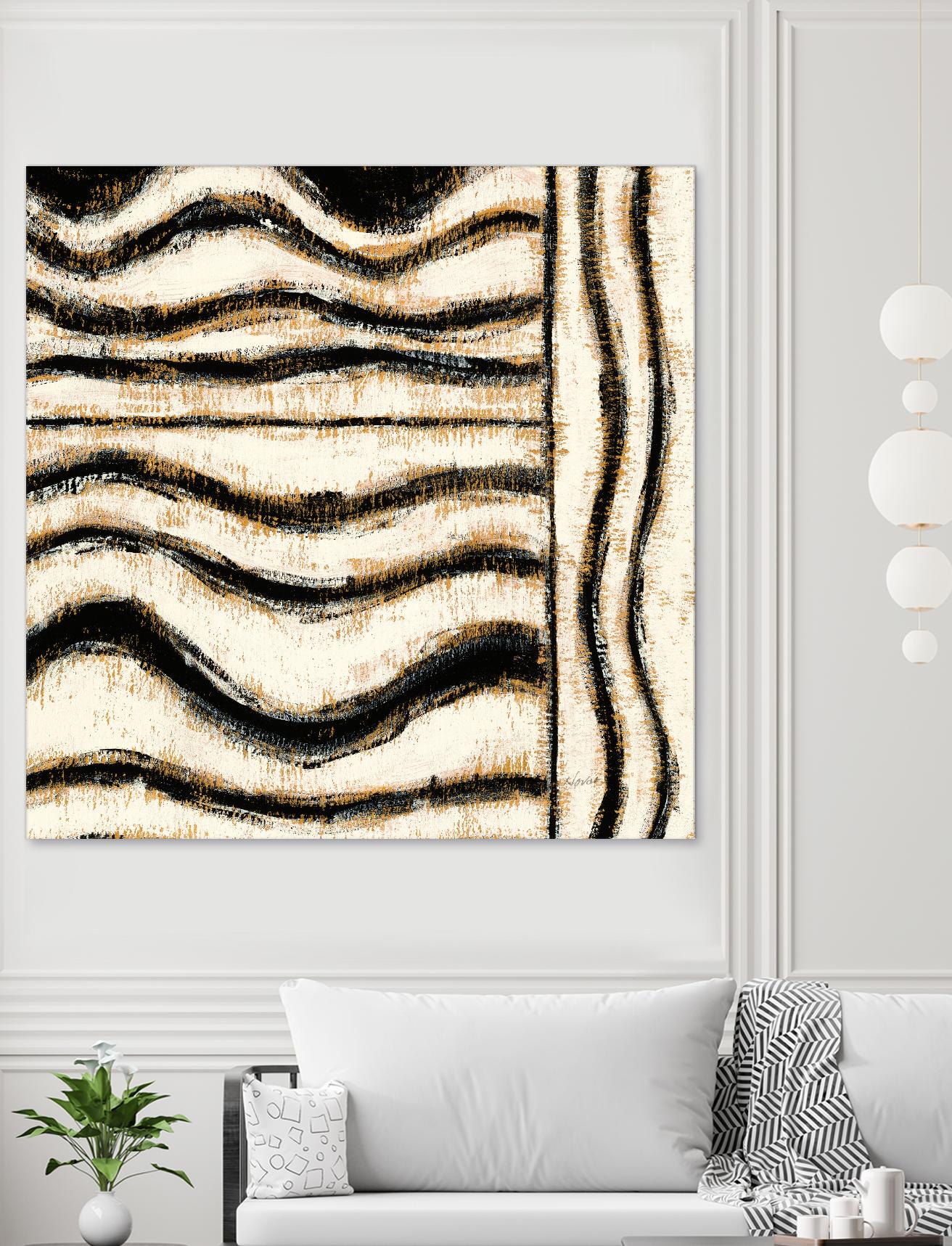 Black and Gold Geometric VI by Shirley Novak on GIANT ART - beige abstract