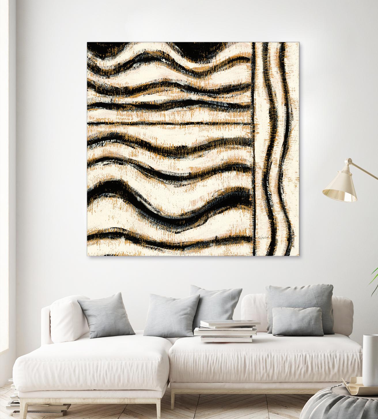 Black and Gold Geometric VI by Shirley Novak on GIANT ART - beige abstract