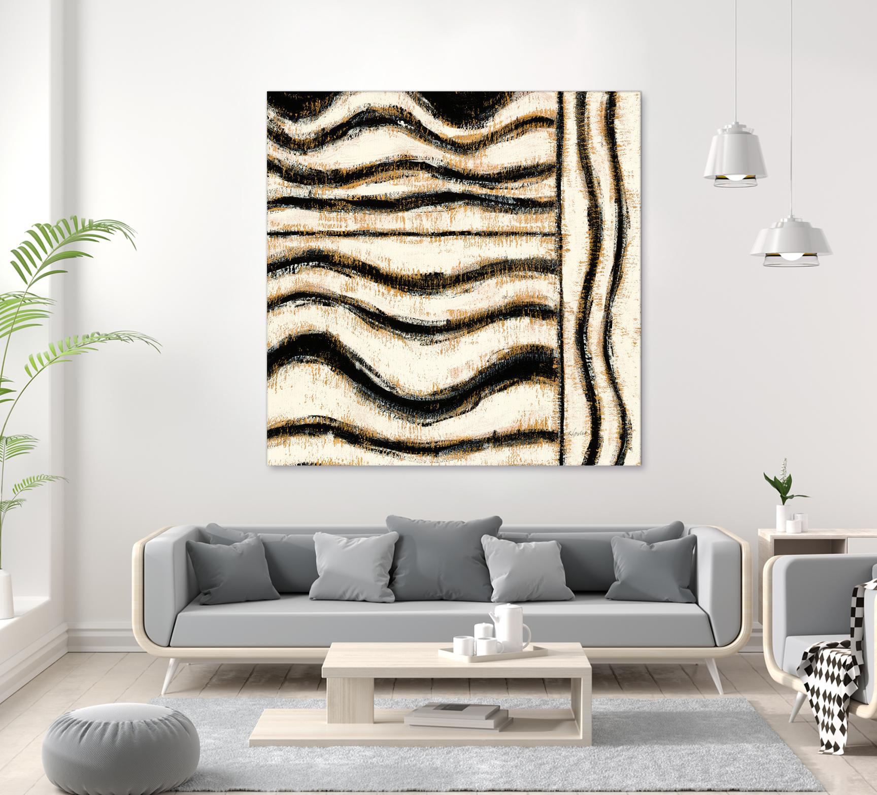 Black and Gold Geometric VI by Shirley Novak on GIANT ART - beige abstract