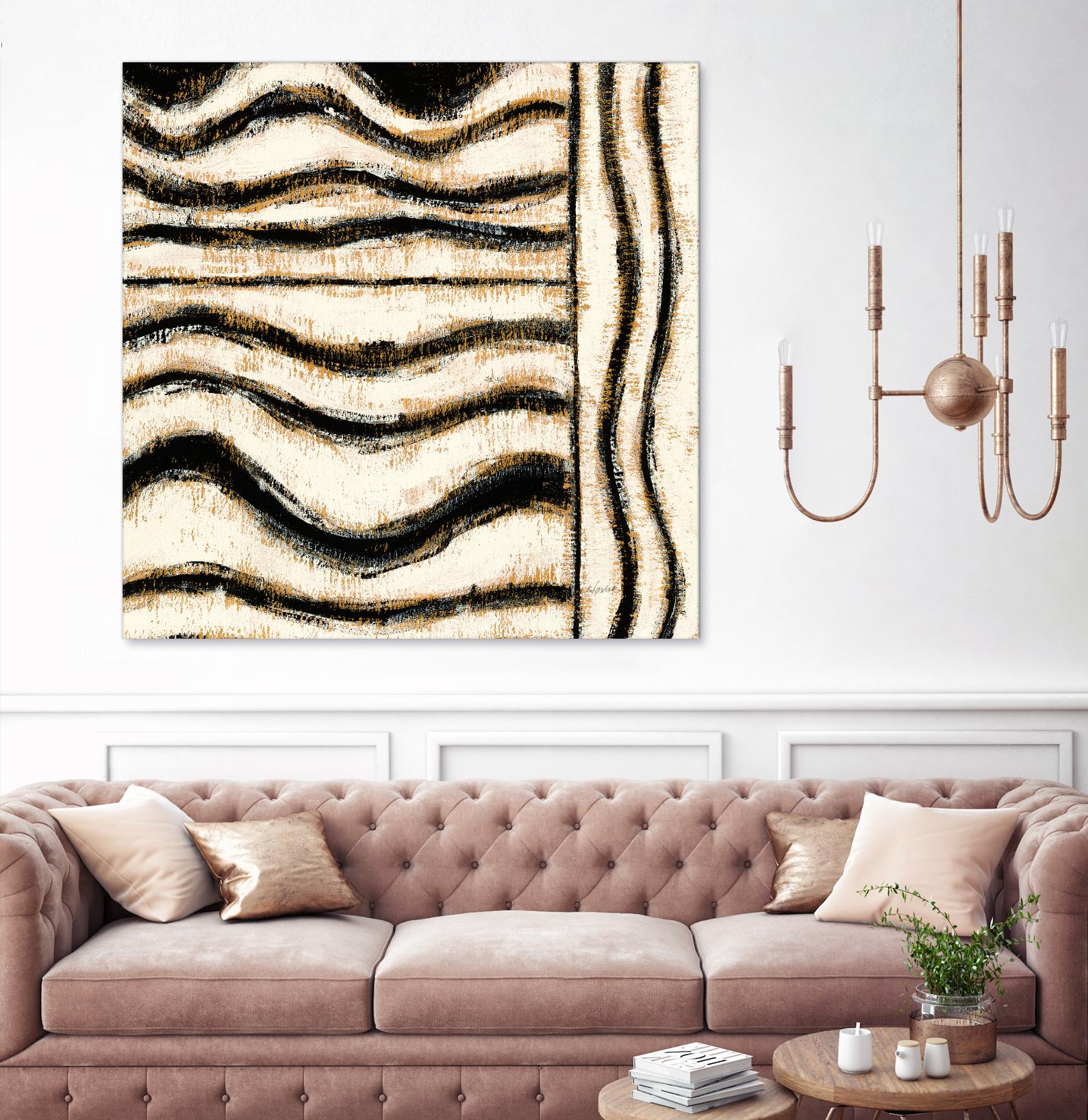 Black and Gold Geometric VI by Shirley Novak on GIANT ART - beige abstract