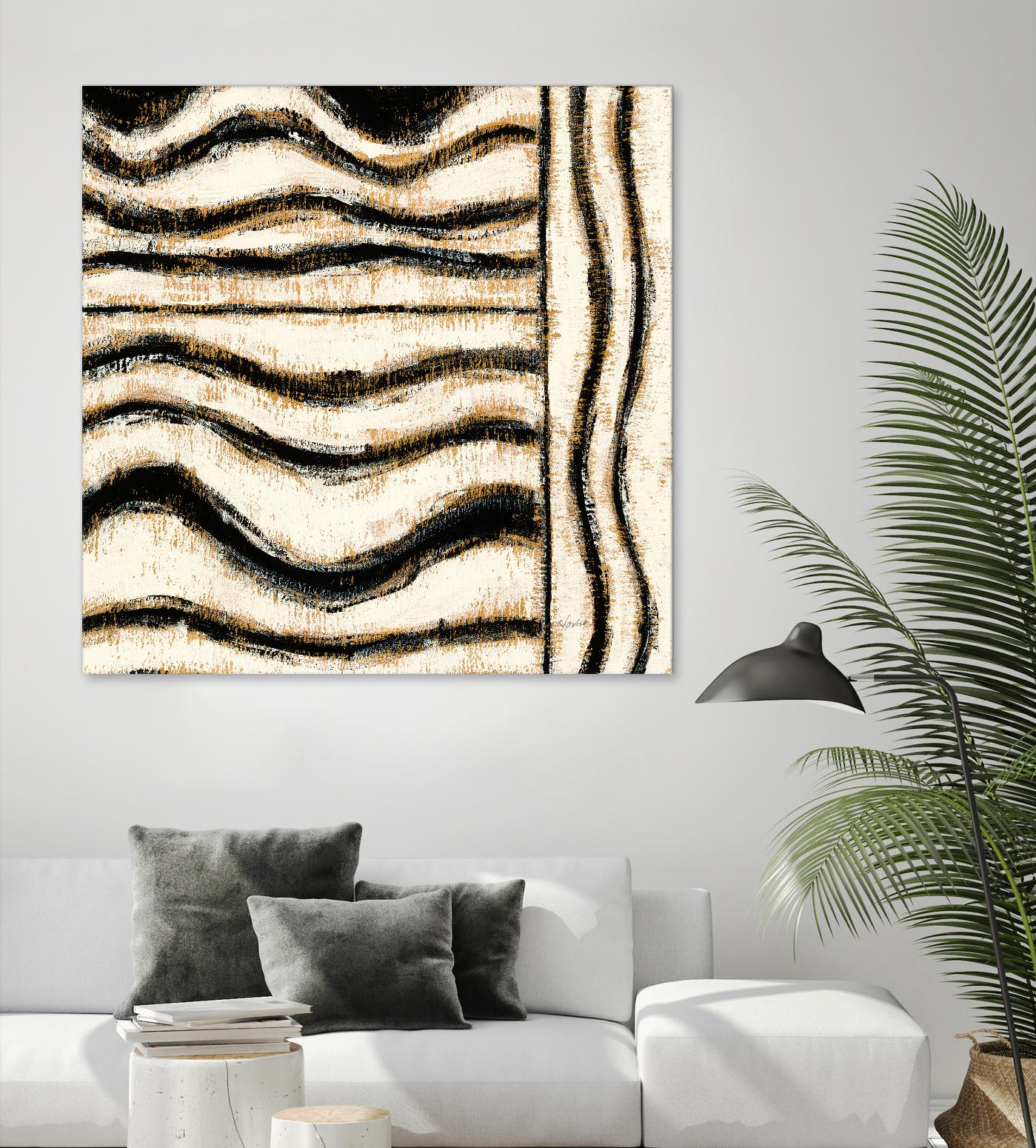 Black and Gold Geometric VI by Shirley Novak on GIANT ART - beige abstract