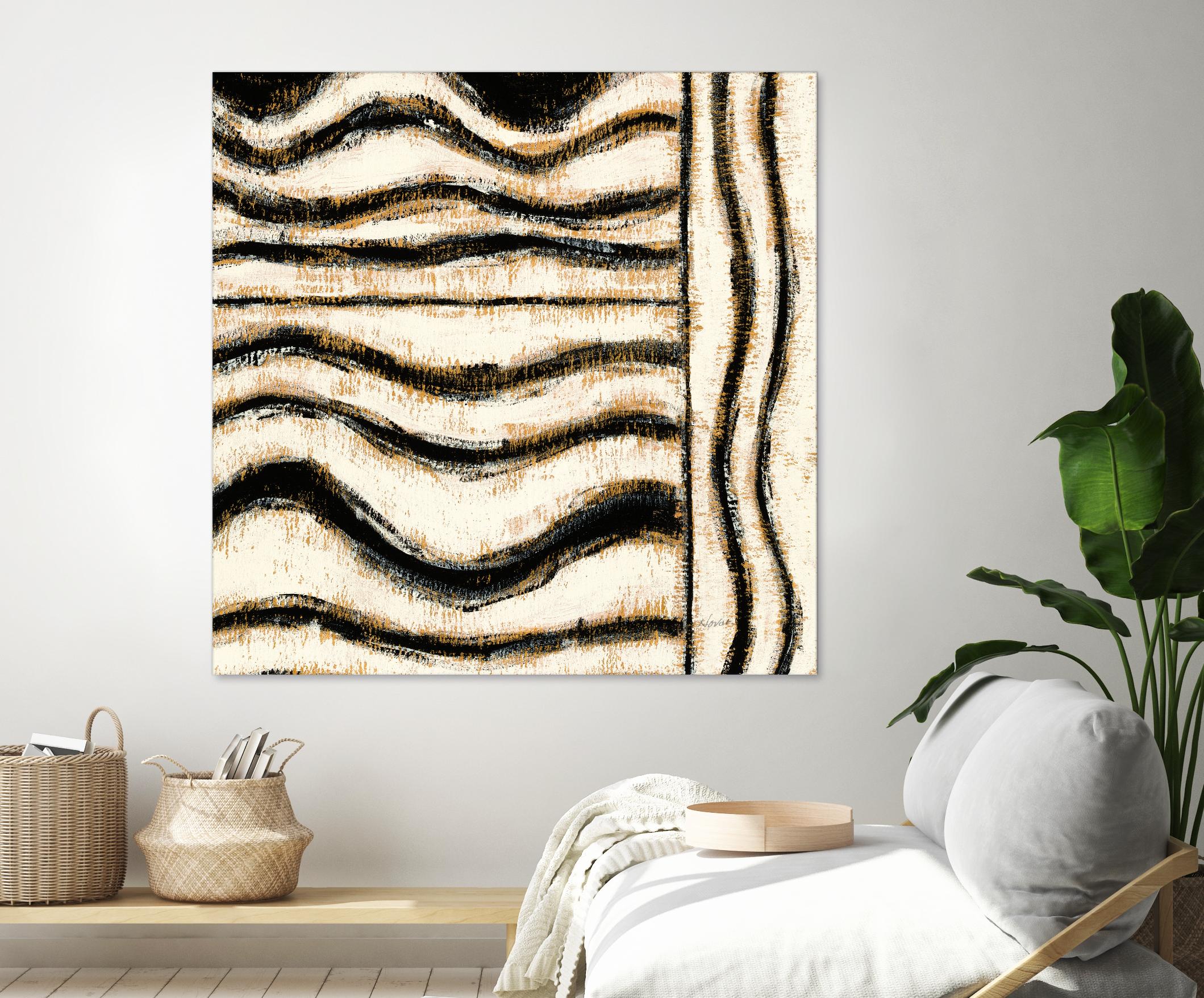 Black and Gold Geometric VI by Shirley Novak on GIANT ART - beige abstract