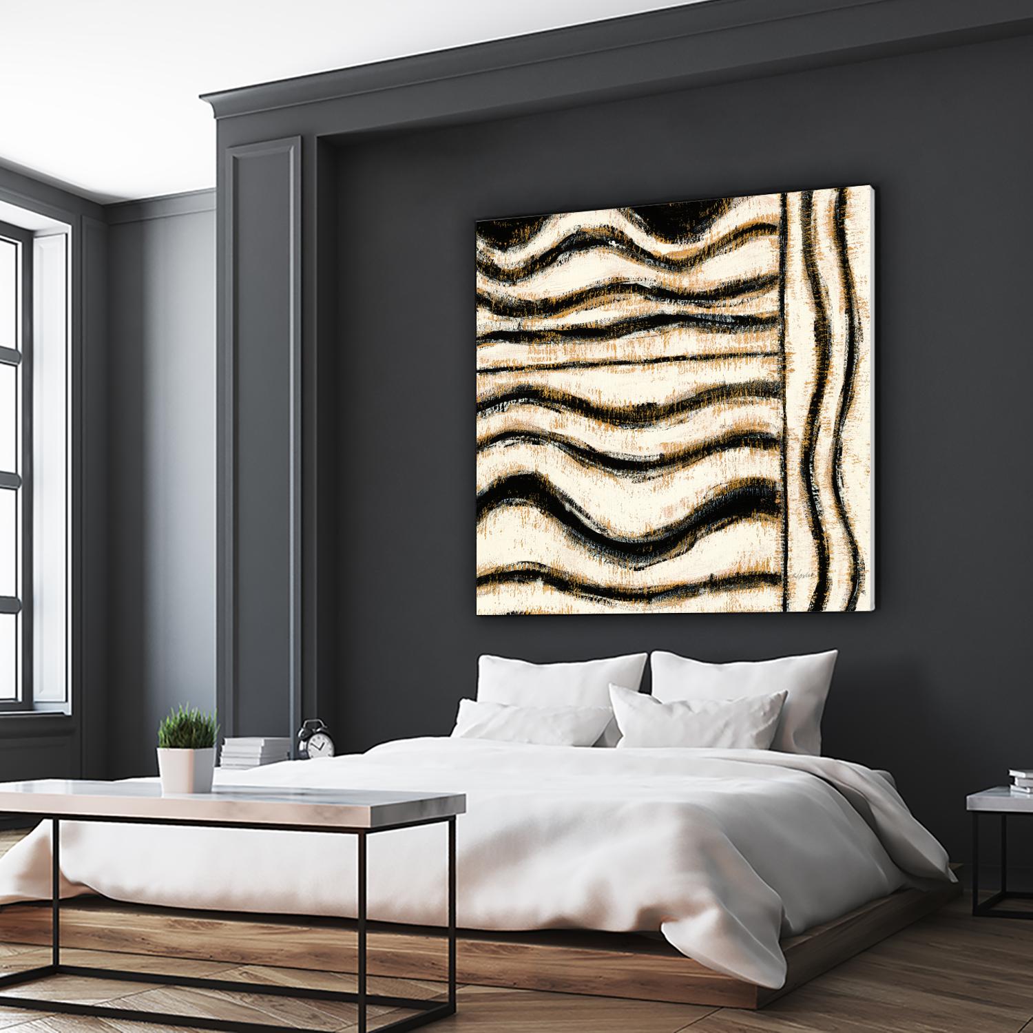 Black and Gold Geometric VI by Shirley Novak on GIANT ART - beige abstract