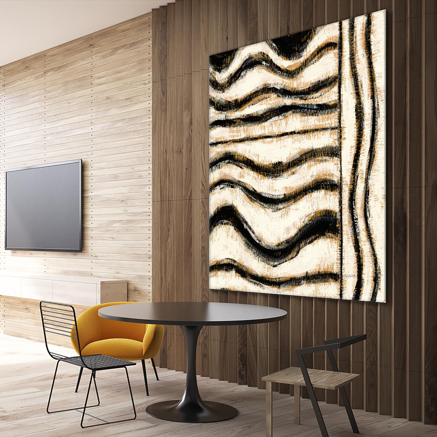 Black and Gold Geometric VI by Shirley Novak on GIANT ART - beige abstract