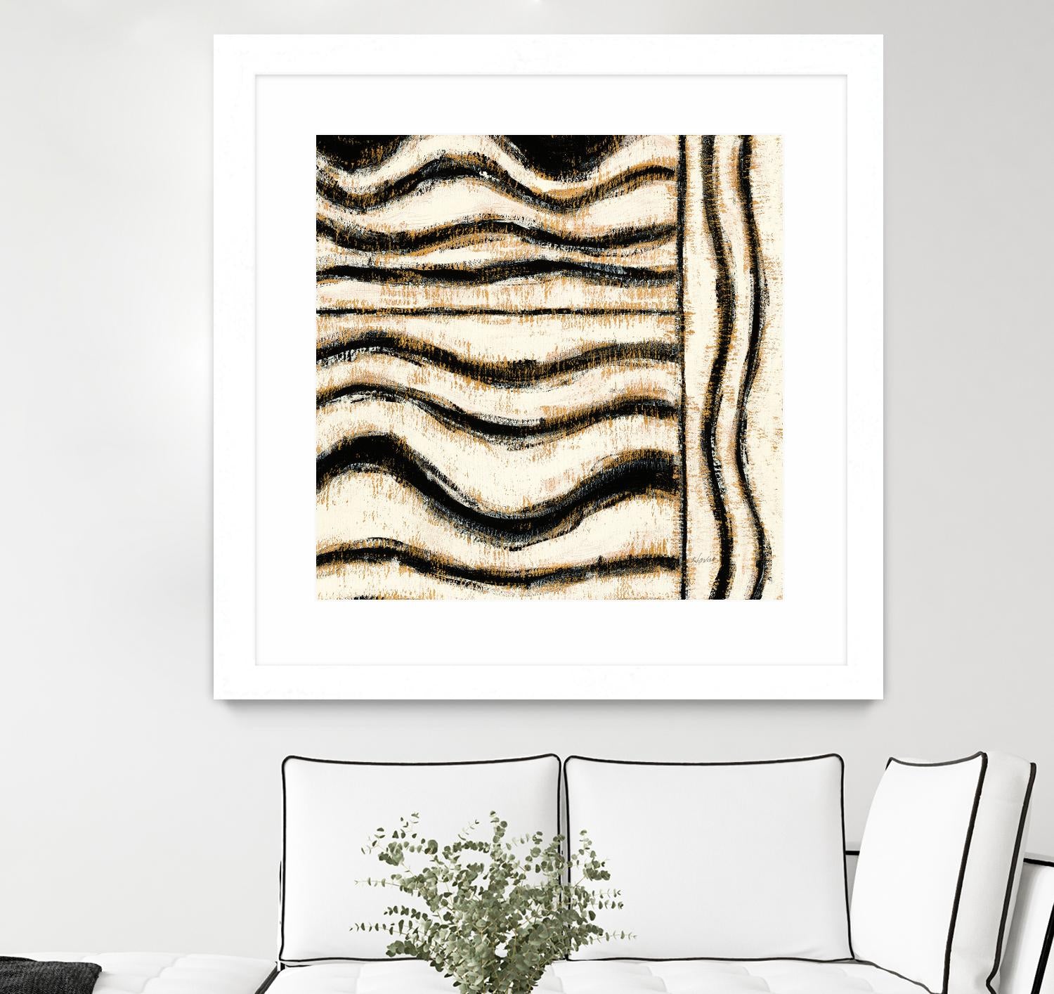 Black and Gold Geometric VI by Shirley Novak on GIANT ART - beige abstract