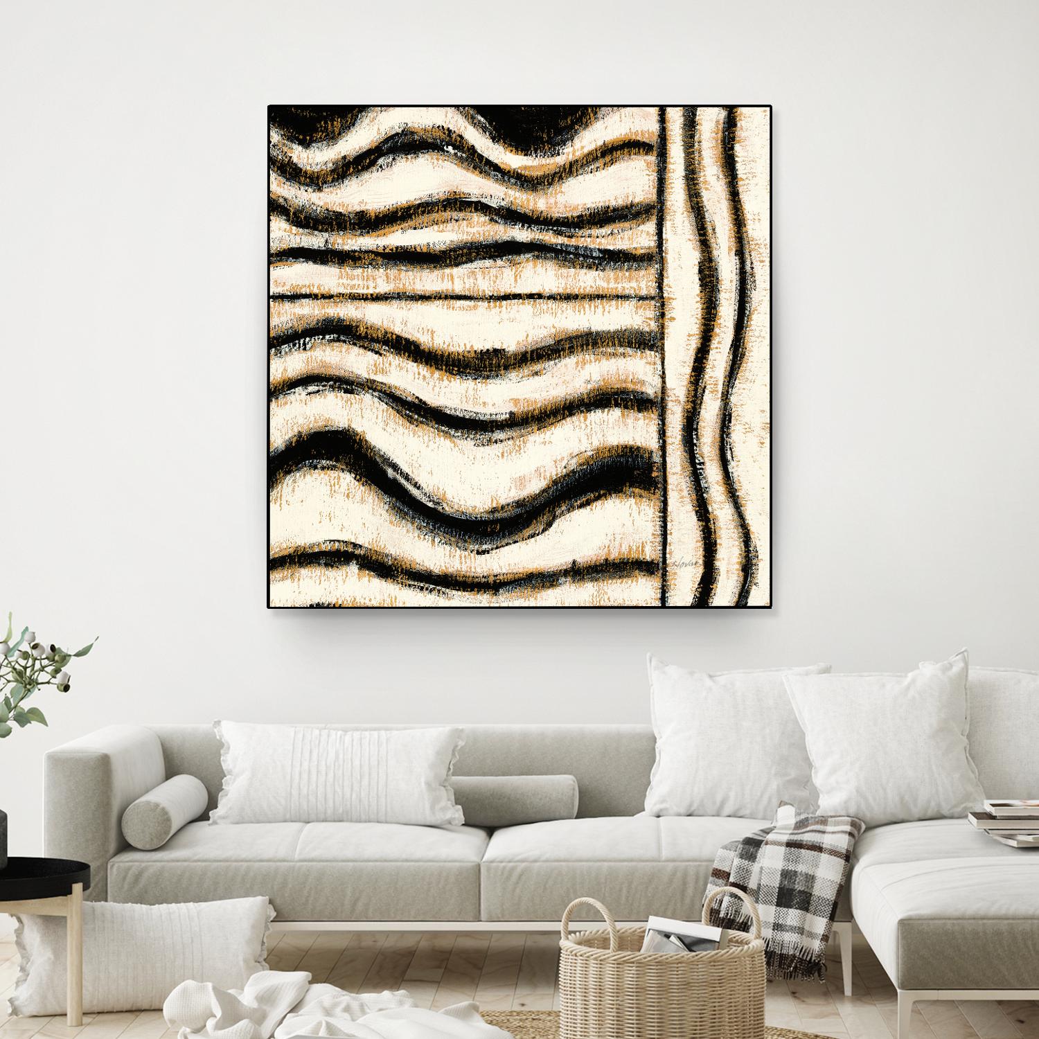 Black and Gold Geometric VI by Shirley Novak on GIANT ART - beige abstract