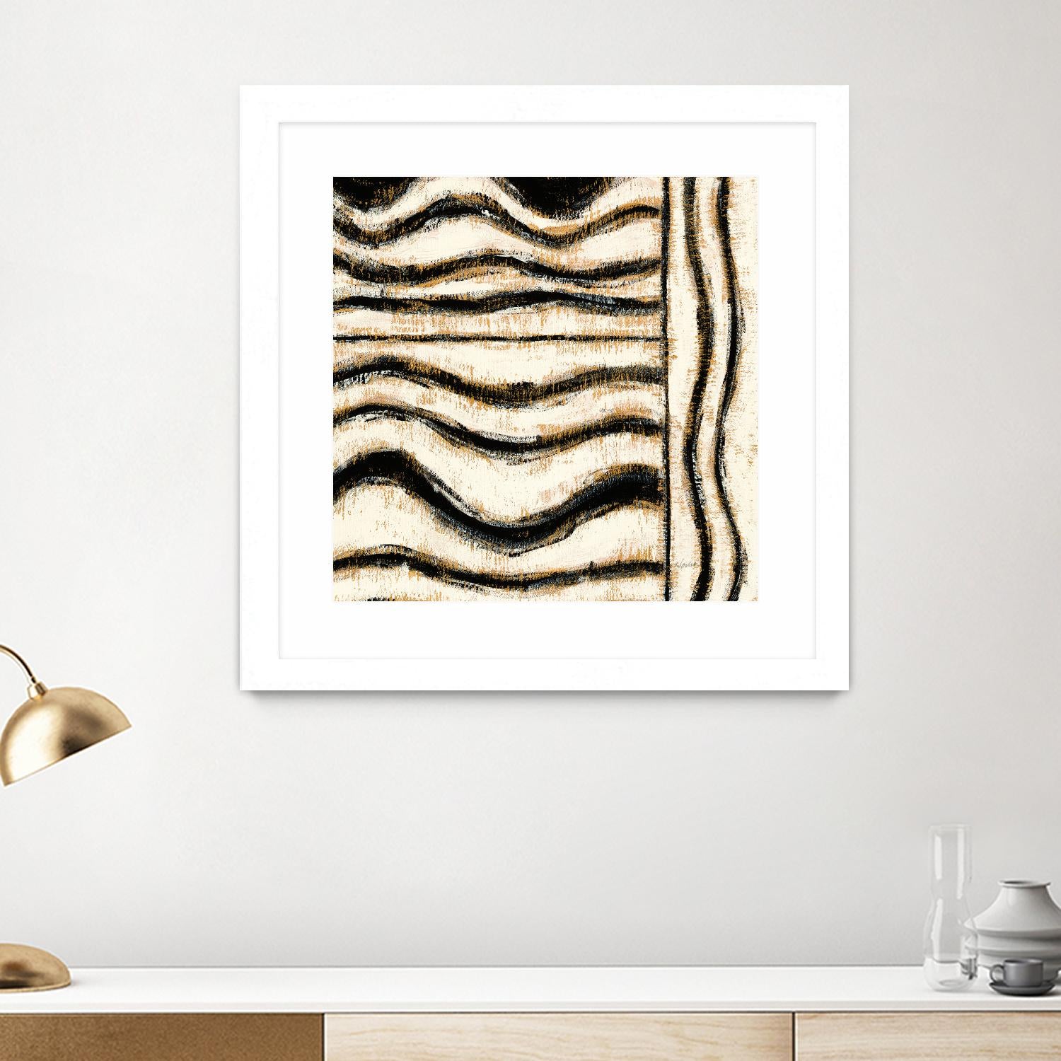 Black and Gold Geometric VI by Shirley Novak on GIANT ART - beige abstract