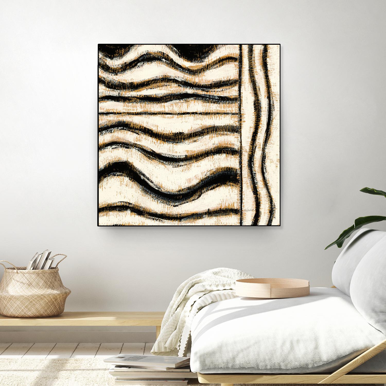 Black and Gold Geometric VI by Shirley Novak on GIANT ART - beige abstract