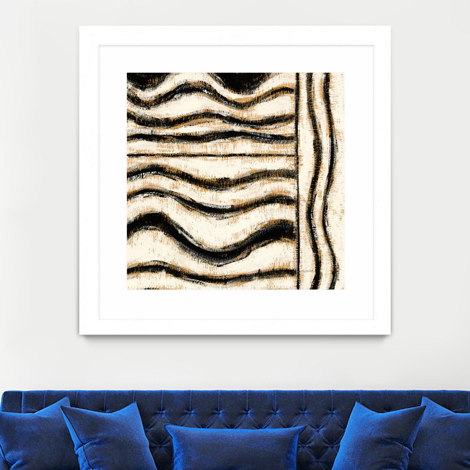 Black and Gold Geometric VI by Shirley Novak on GIANT ART - beige abstract