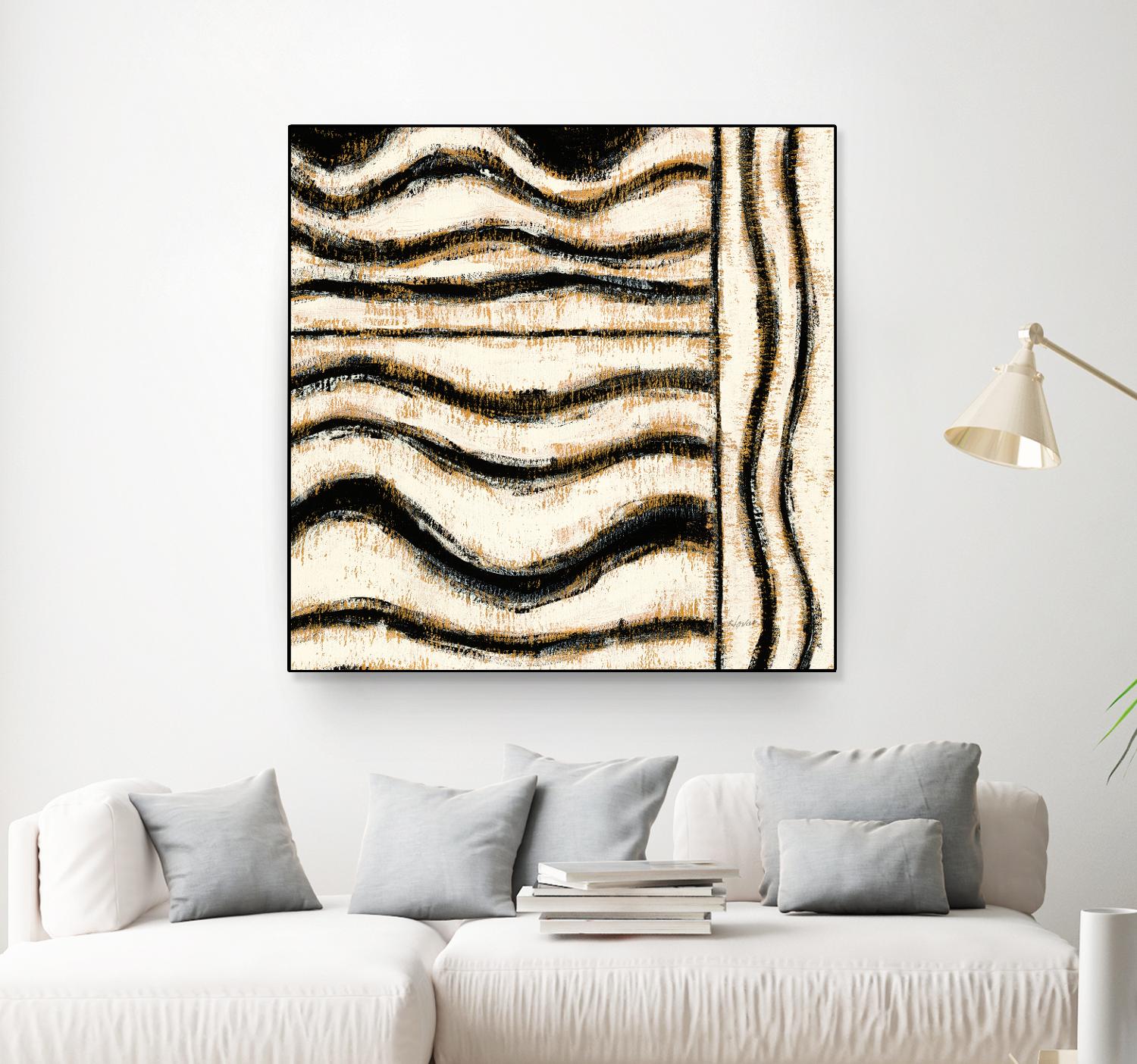 Black and Gold Geometric VI by Shirley Novak on GIANT ART - beige abstract