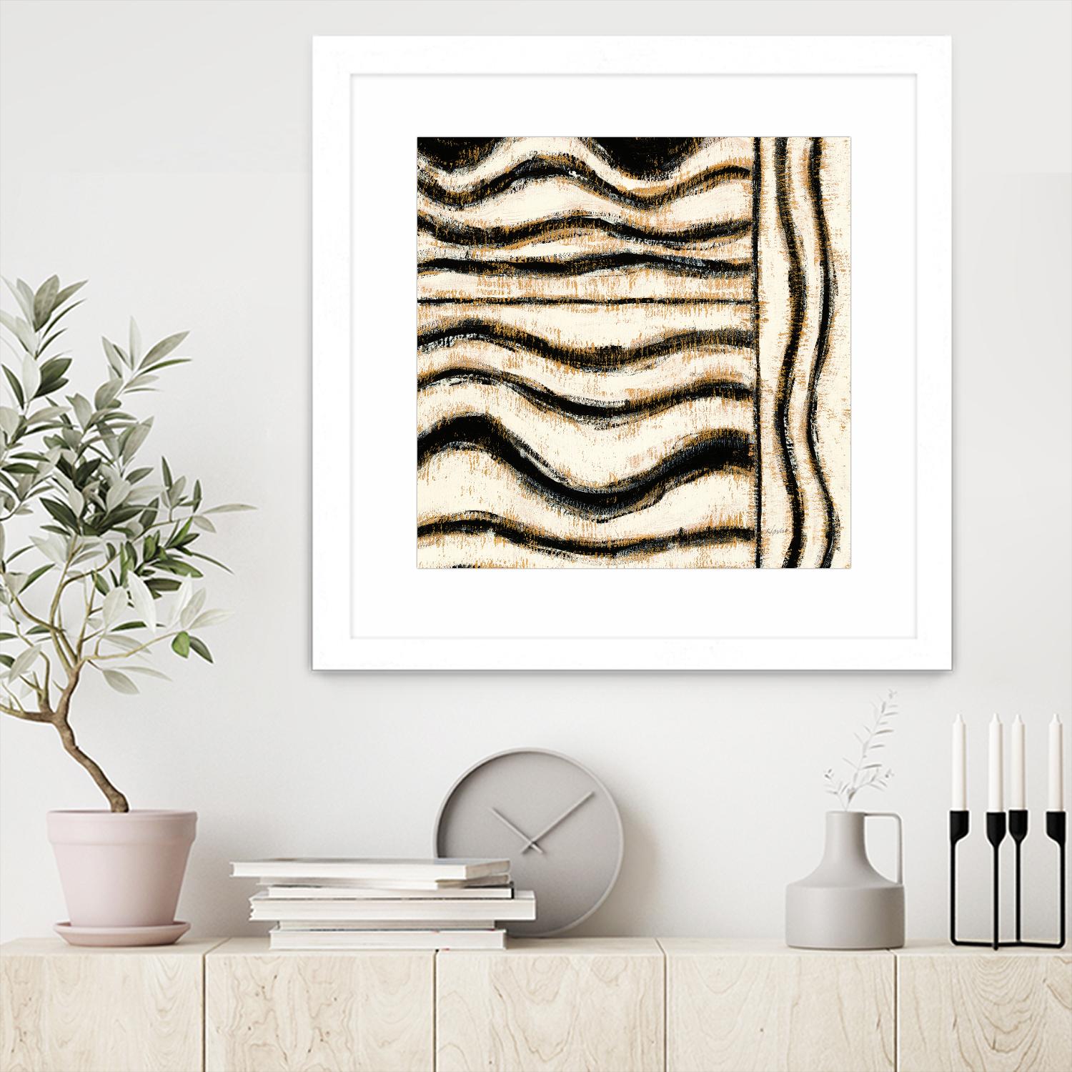Black and Gold Geometric VI by Shirley Novak on GIANT ART - beige abstract