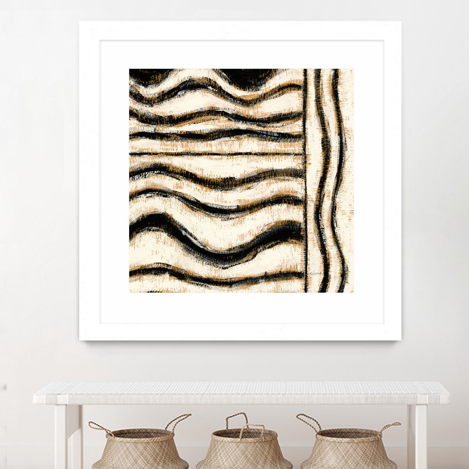Black and Gold Geometric VI by Shirley Novak on GIANT ART - beige abstract