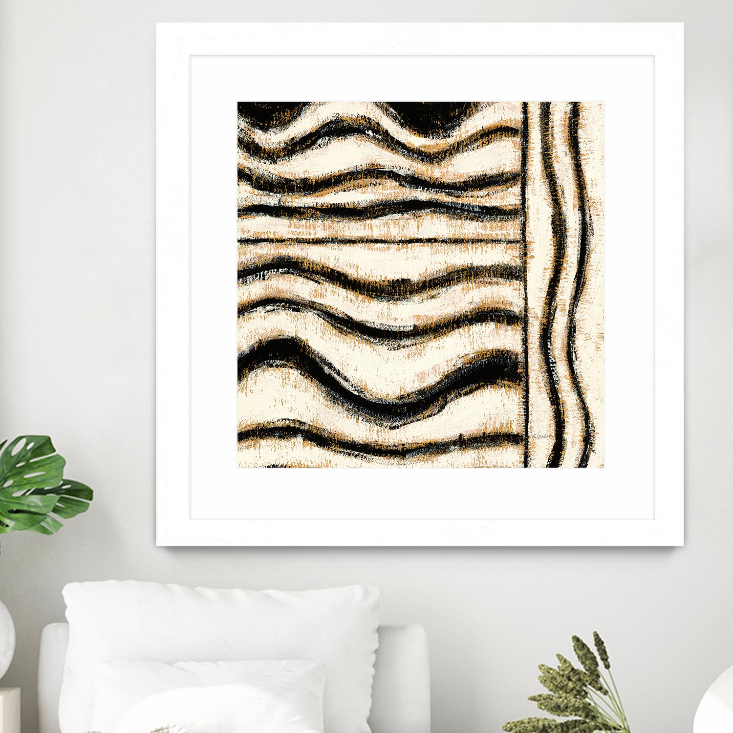 Black and Gold Geometric VI by Shirley Novak on GIANT ART - beige abstract