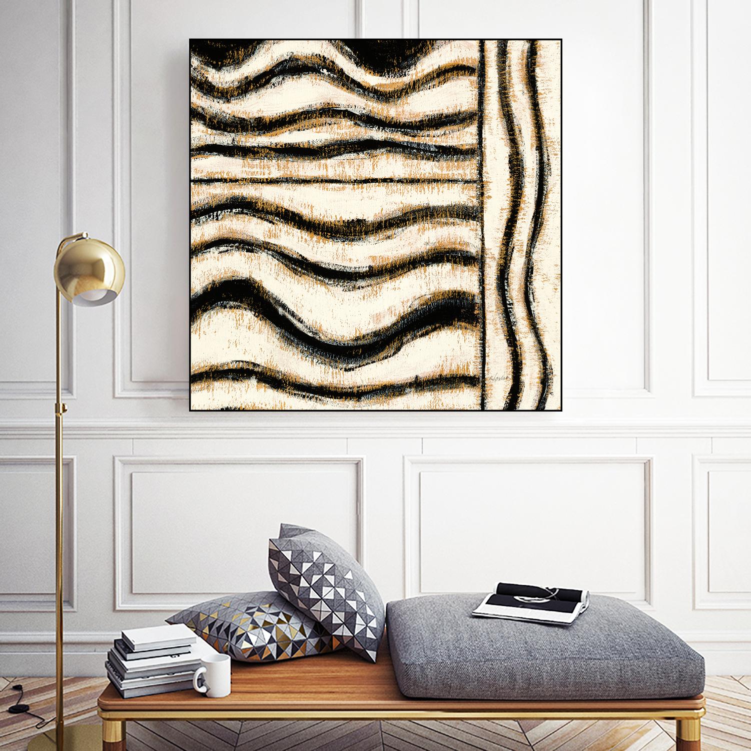 Black and Gold Geometric VI by Shirley Novak on GIANT ART - beige abstract