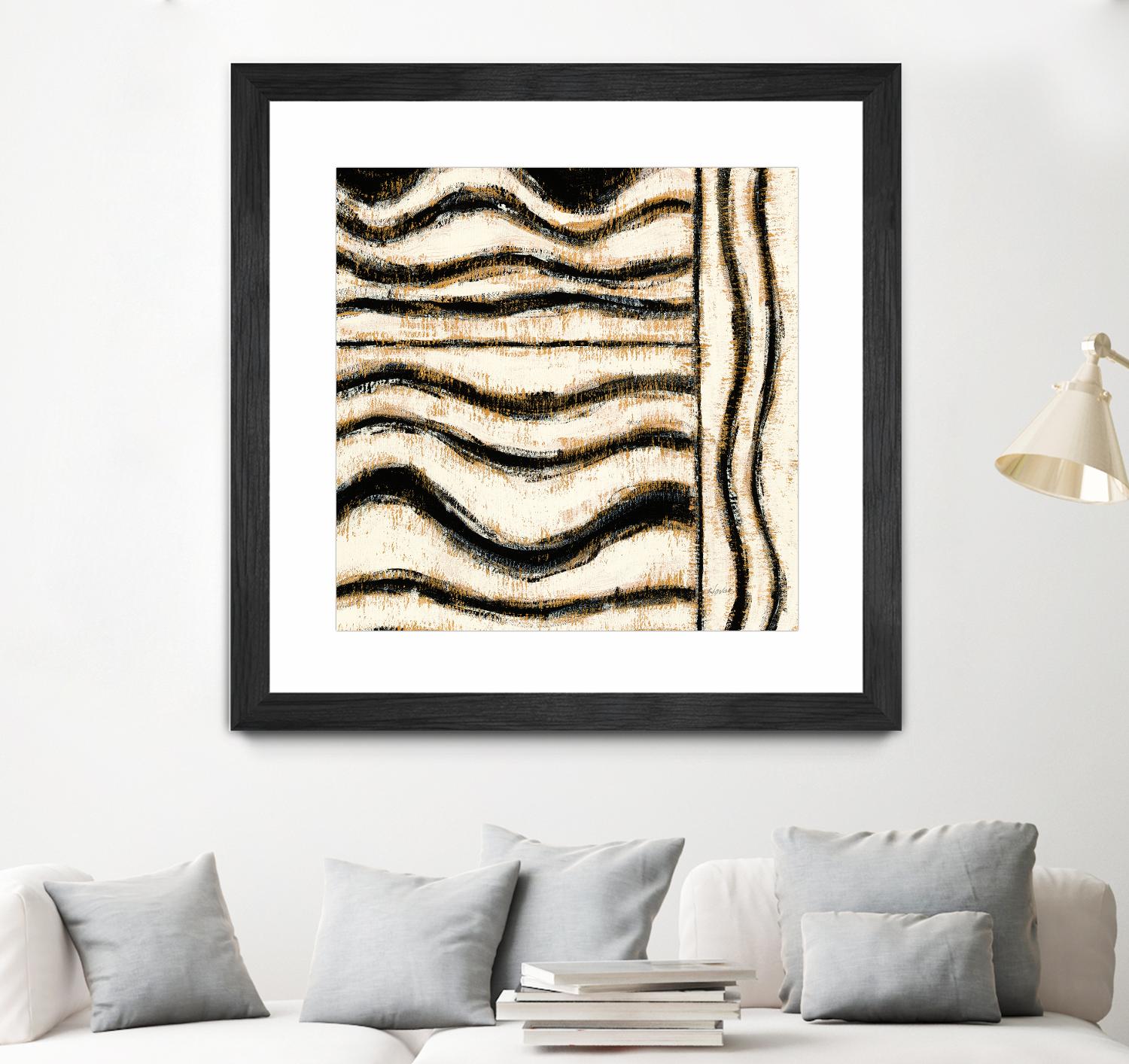 Black and Gold Geometric VI by Shirley Novak on GIANT ART - beige abstract