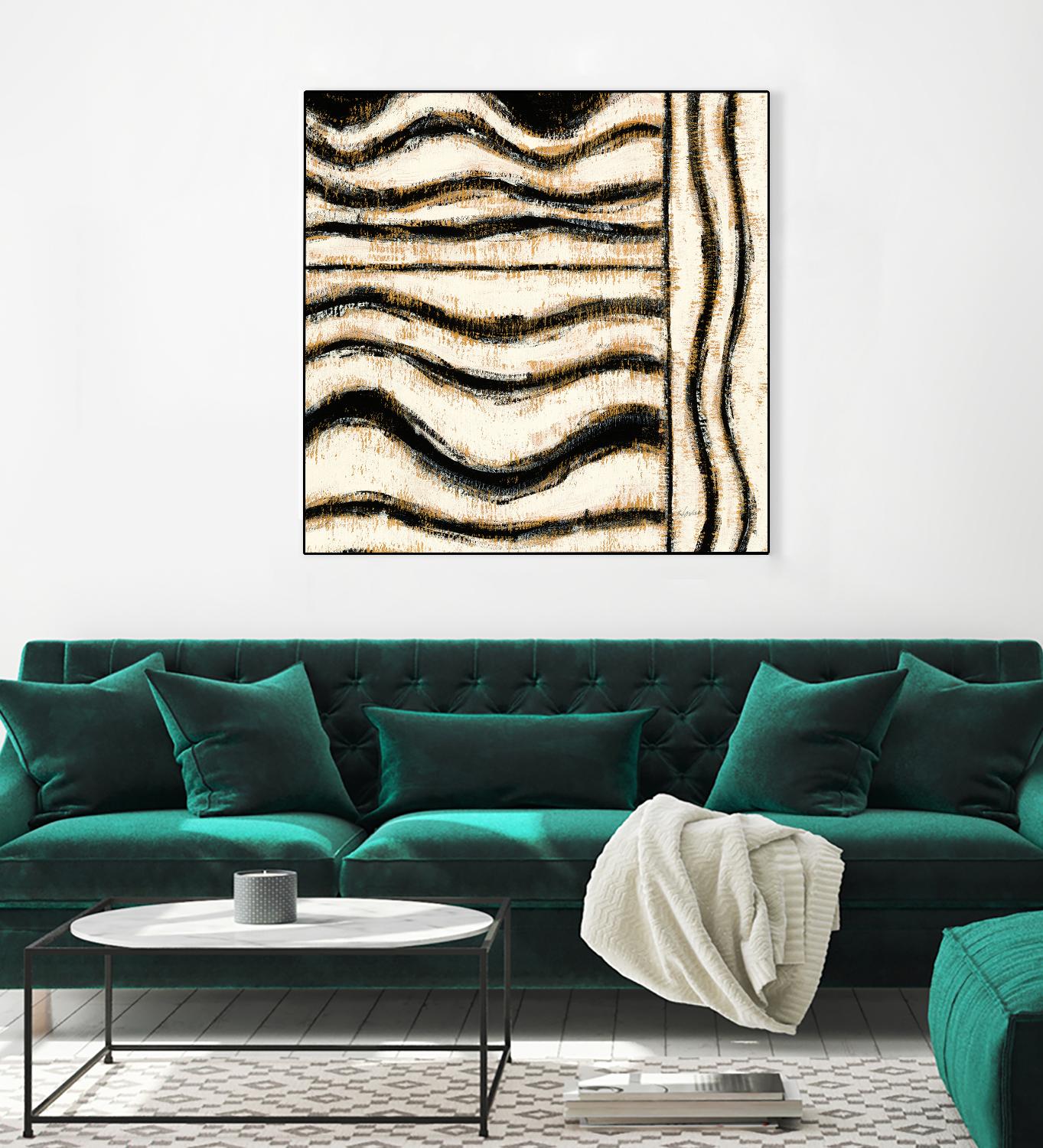 Black and Gold Geometric VI by Shirley Novak on GIANT ART - beige abstract