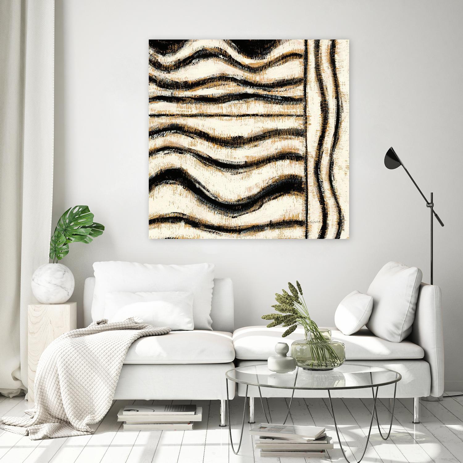 Black and Gold Geometric VI by Shirley Novak on GIANT ART - beige abstract