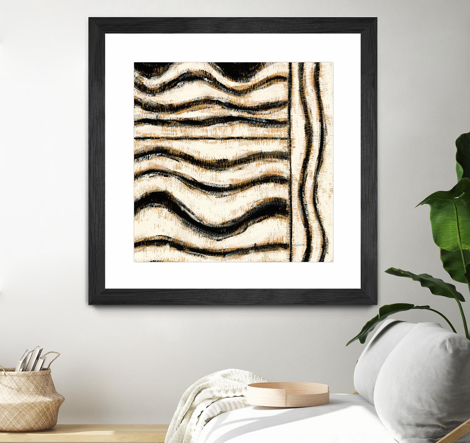 Black and Gold Geometric VI by Shirley Novak on GIANT ART - beige abstract