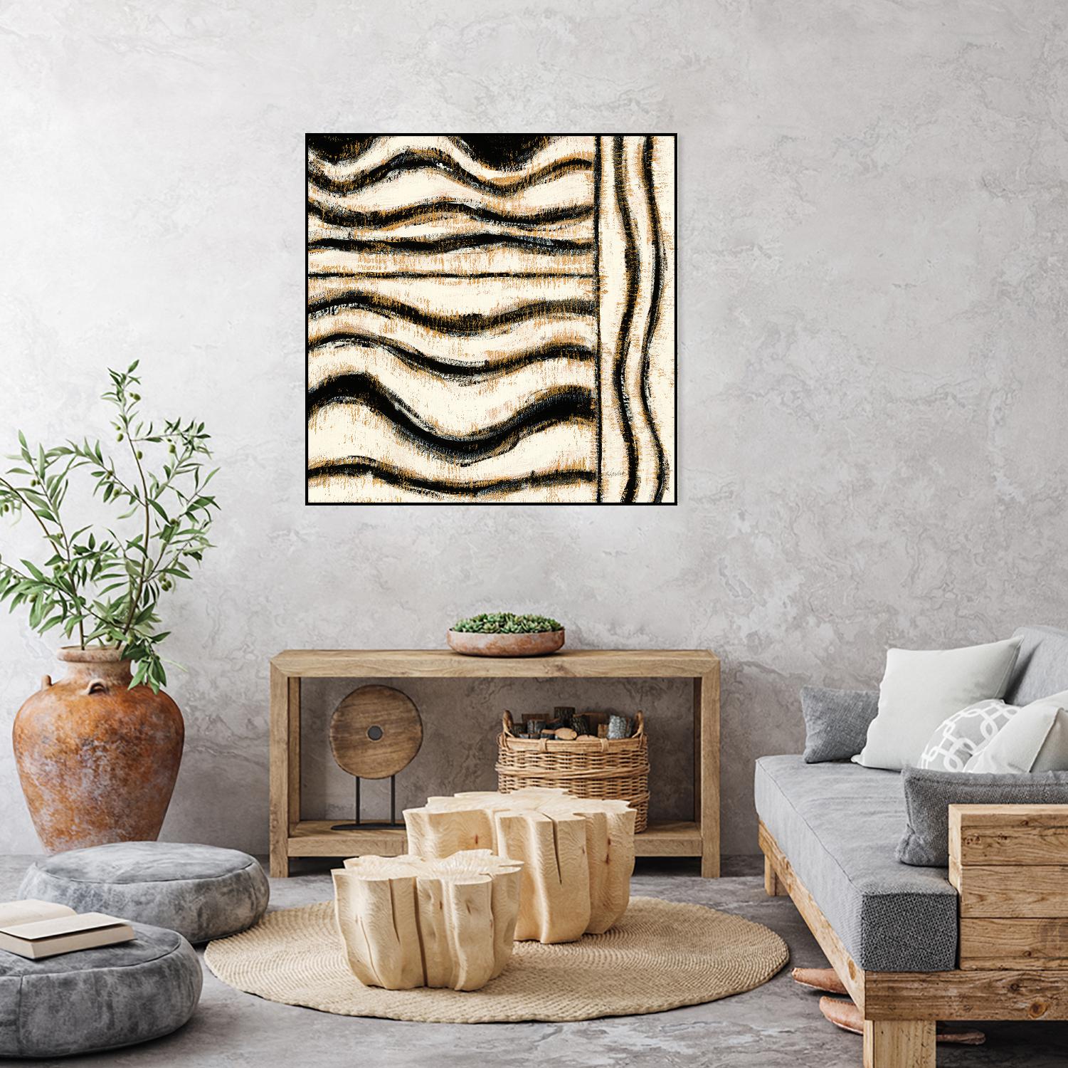 Black and Gold Geometric VI by Shirley Novak on GIANT ART - beige abstract