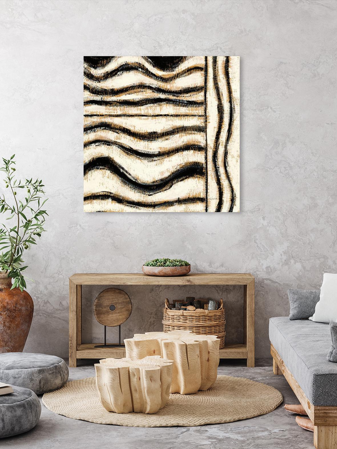 Black and Gold Geometric VI by Shirley Novak on GIANT ART - beige abstract