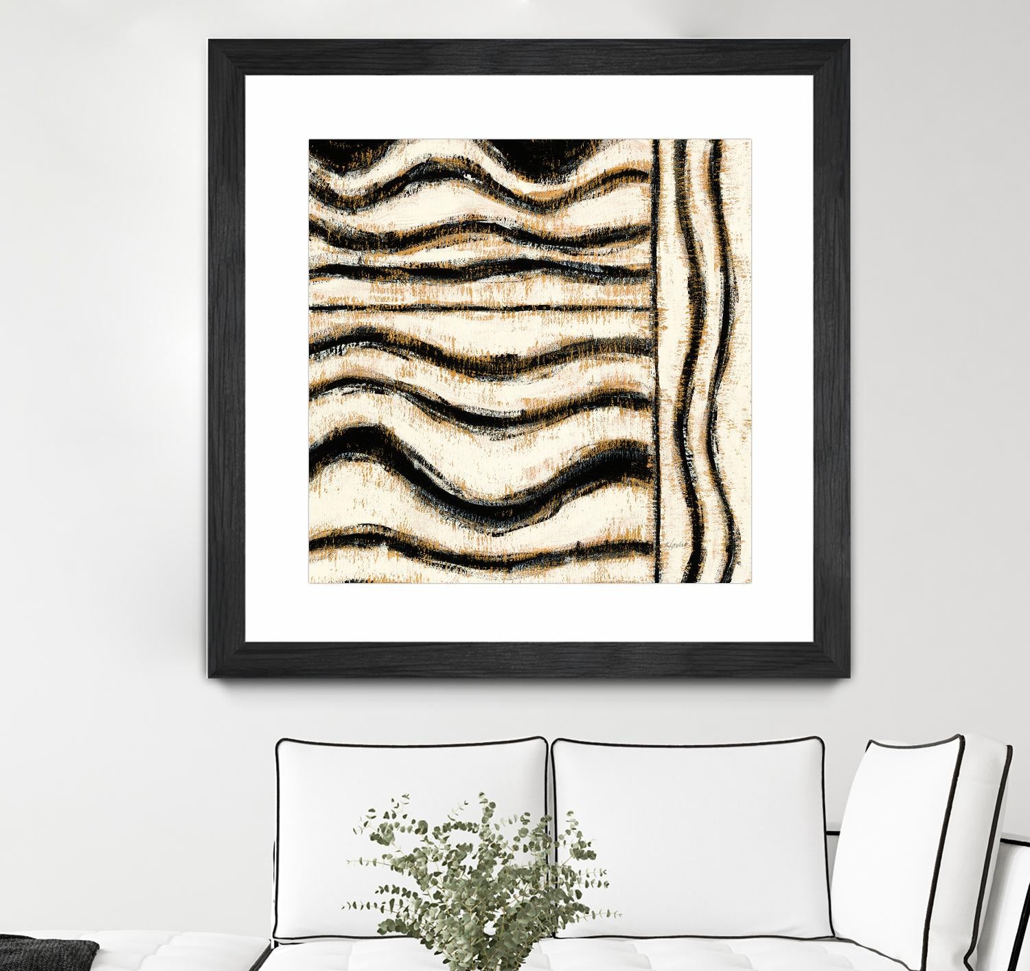 Black and Gold Geometric VI by Shirley Novak on GIANT ART - beige abstract