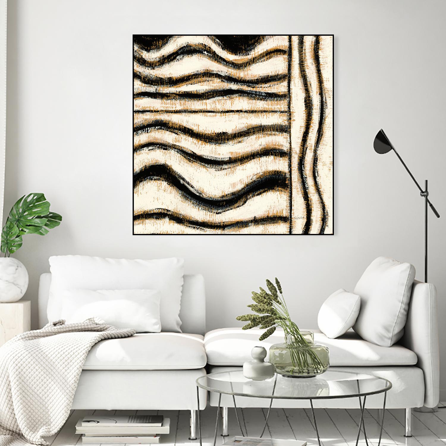 Black and Gold Geometric VI by Shirley Novak on GIANT ART - beige abstract