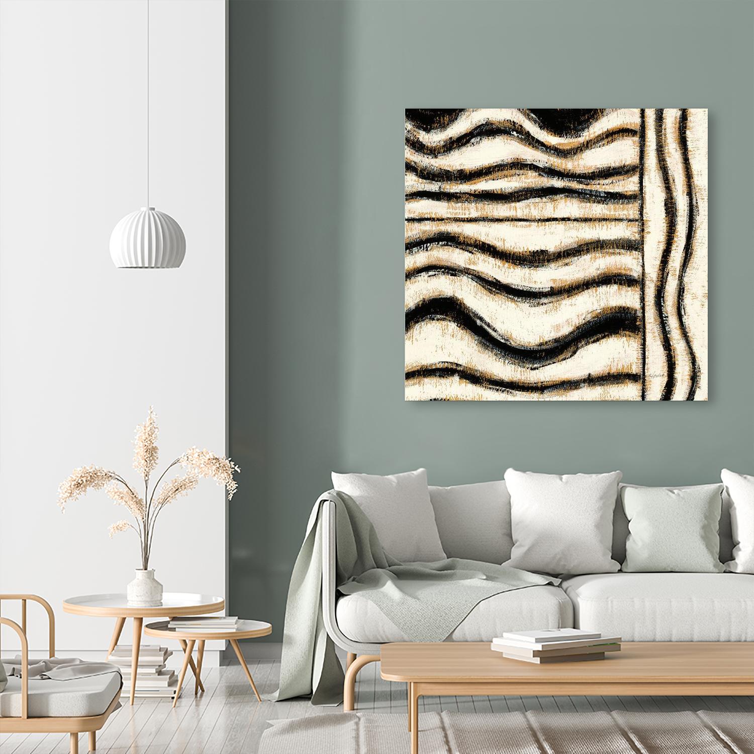 Black and Gold Geometric VI by Shirley Novak on GIANT ART - beige abstract
