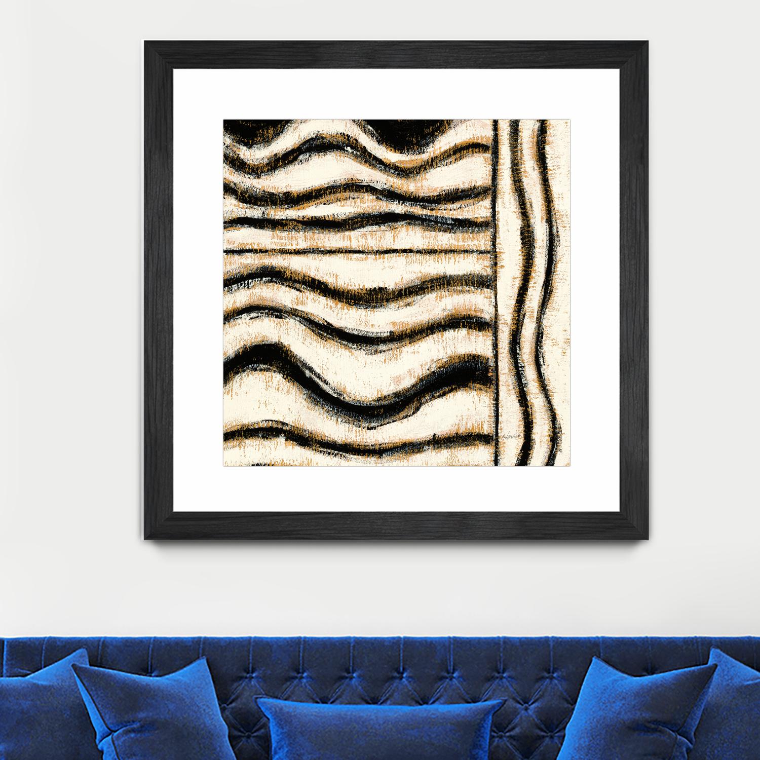 Black and Gold Geometric VI by Shirley Novak on GIANT ART - beige abstract