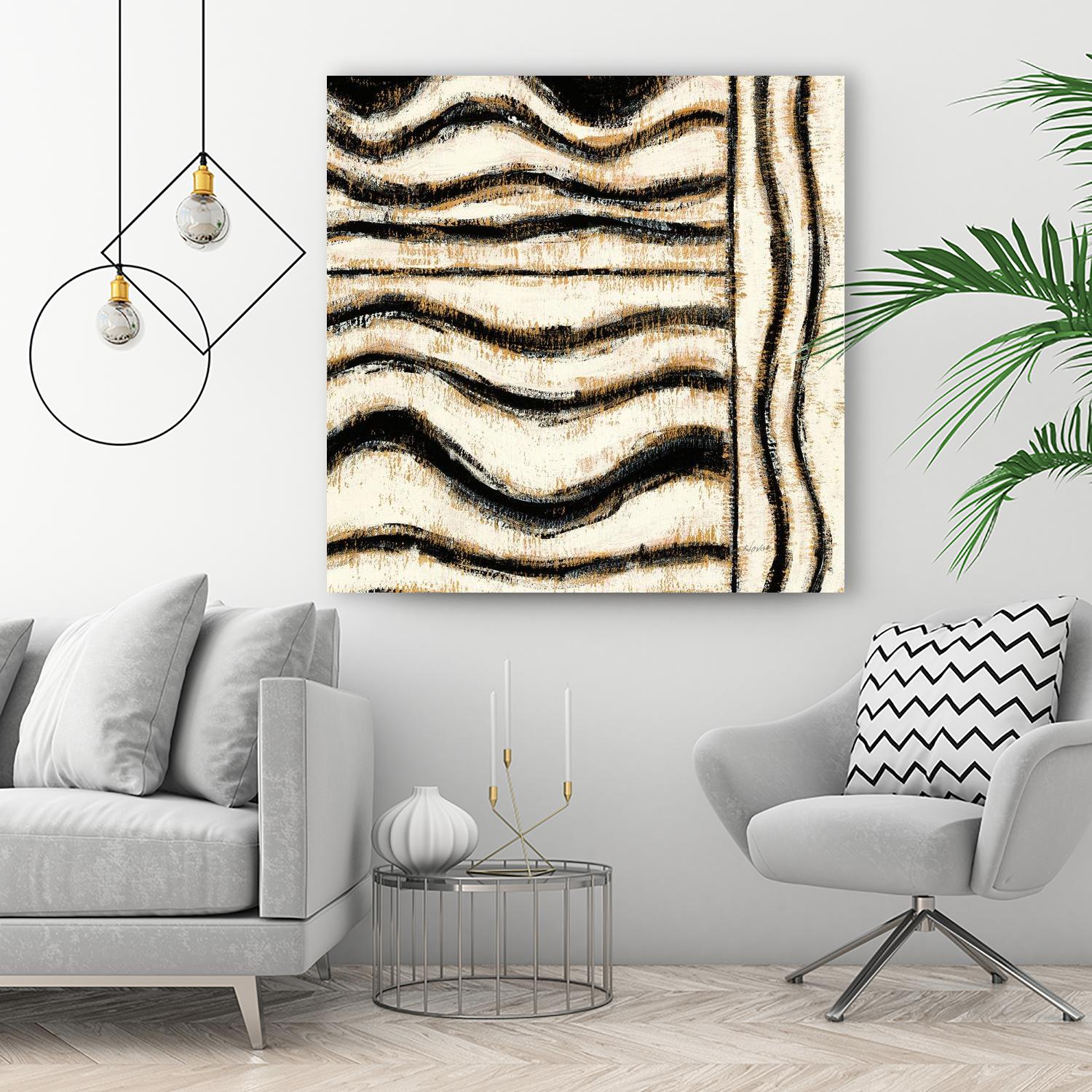 Black and Gold Geometric VI by Shirley Novak on GIANT ART - beige abstract