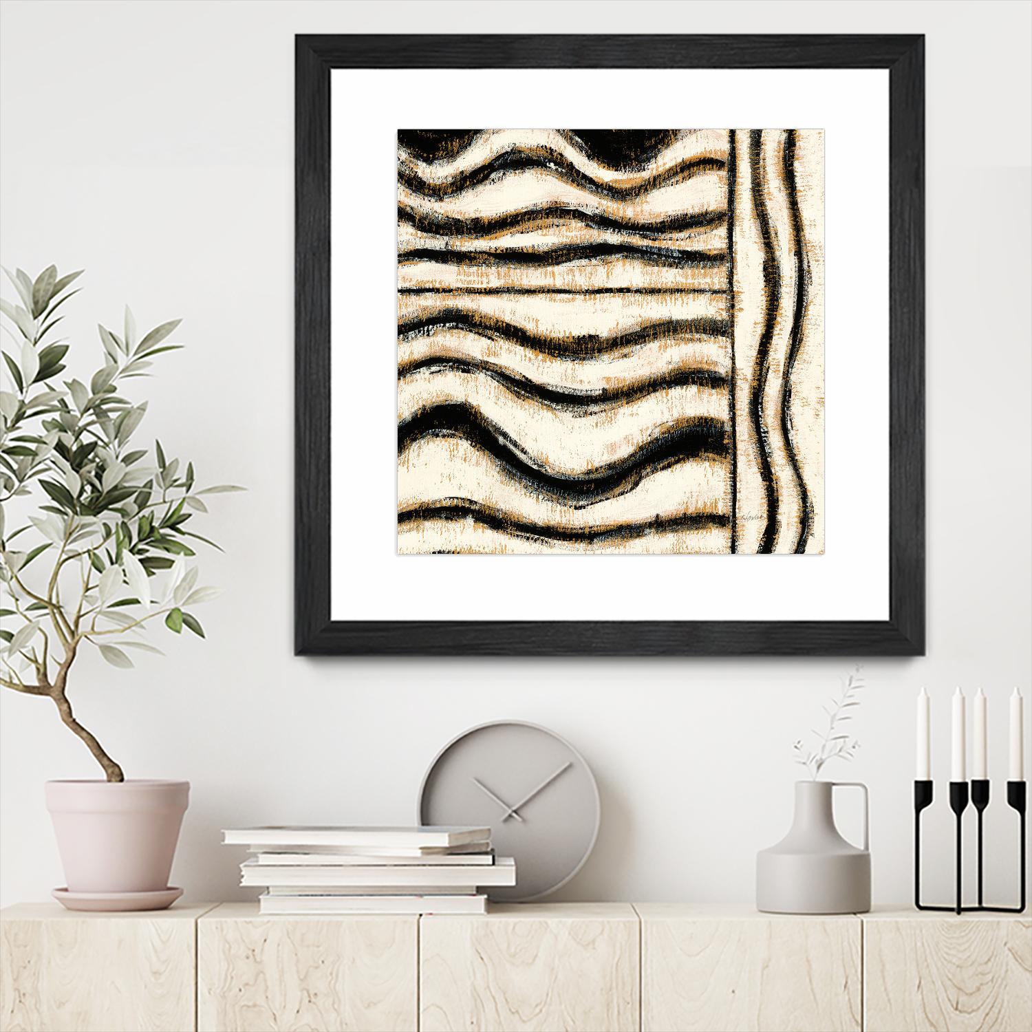 Black and Gold Geometric VI by Shirley Novak on GIANT ART - beige abstract