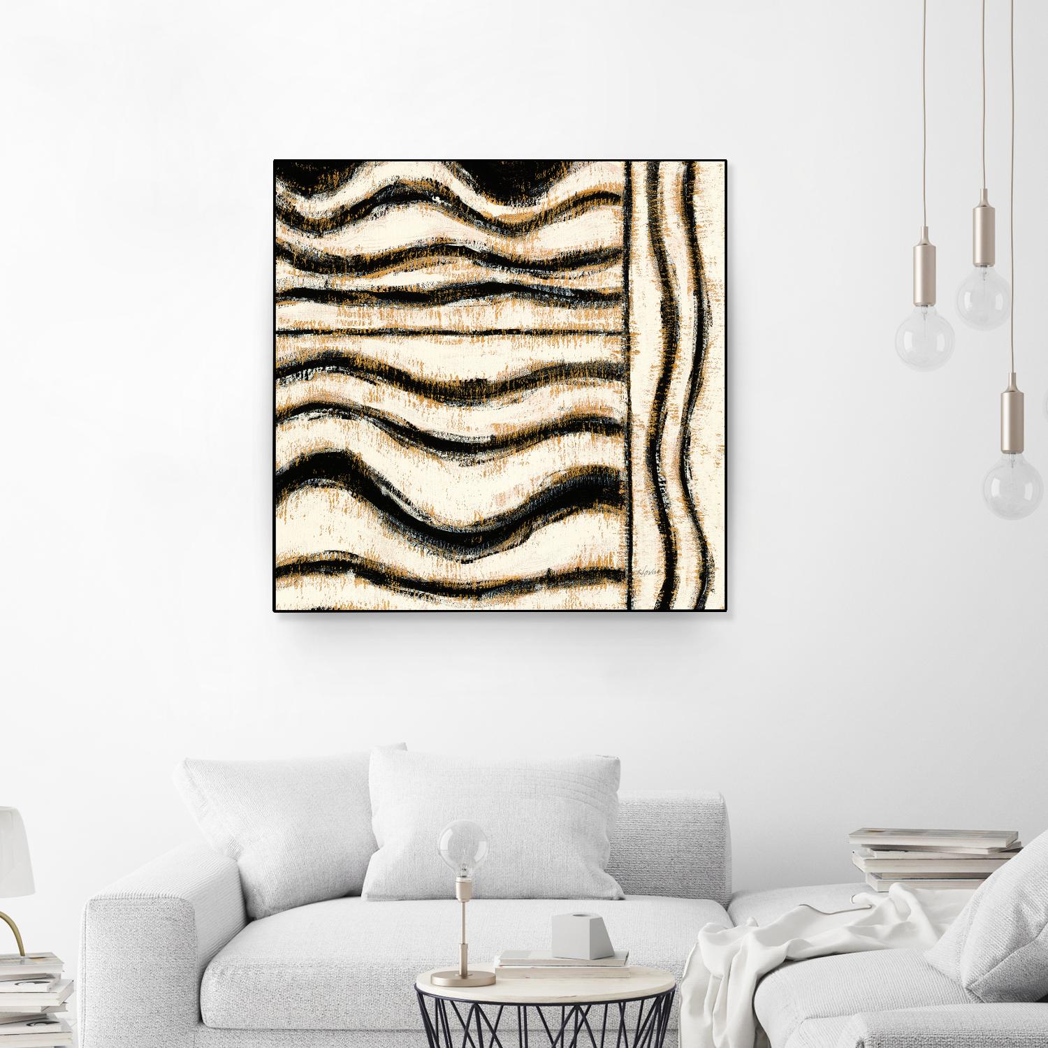 Black and Gold Geometric VI by Shirley Novak on GIANT ART - beige abstract
