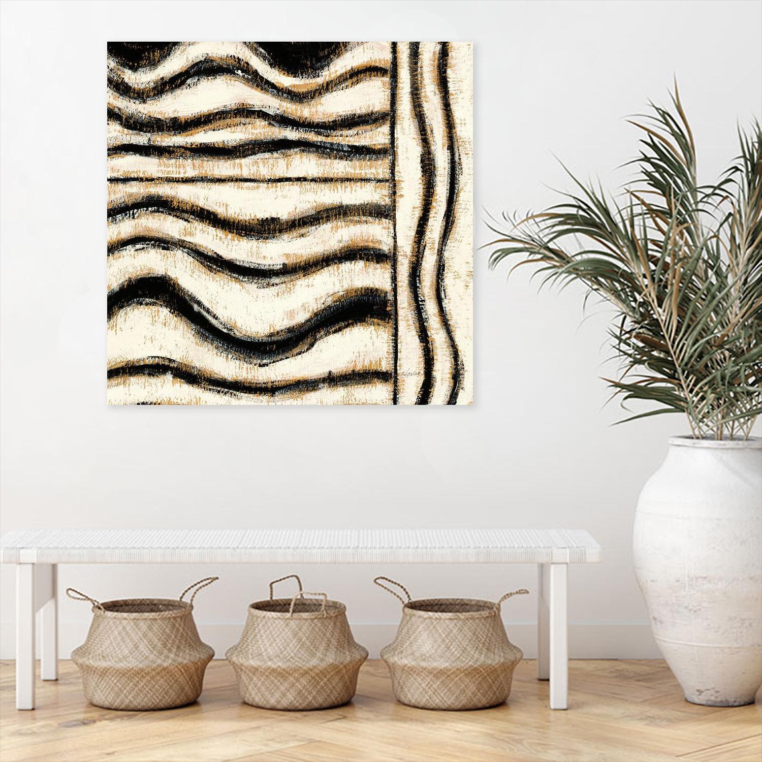 Black and Gold Geometric VI by Shirley Novak on GIANT ART - beige abstract