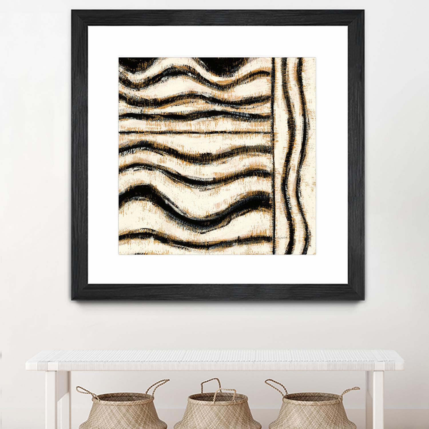 Black and Gold Geometric VI by Shirley Novak on GIANT ART - beige abstract