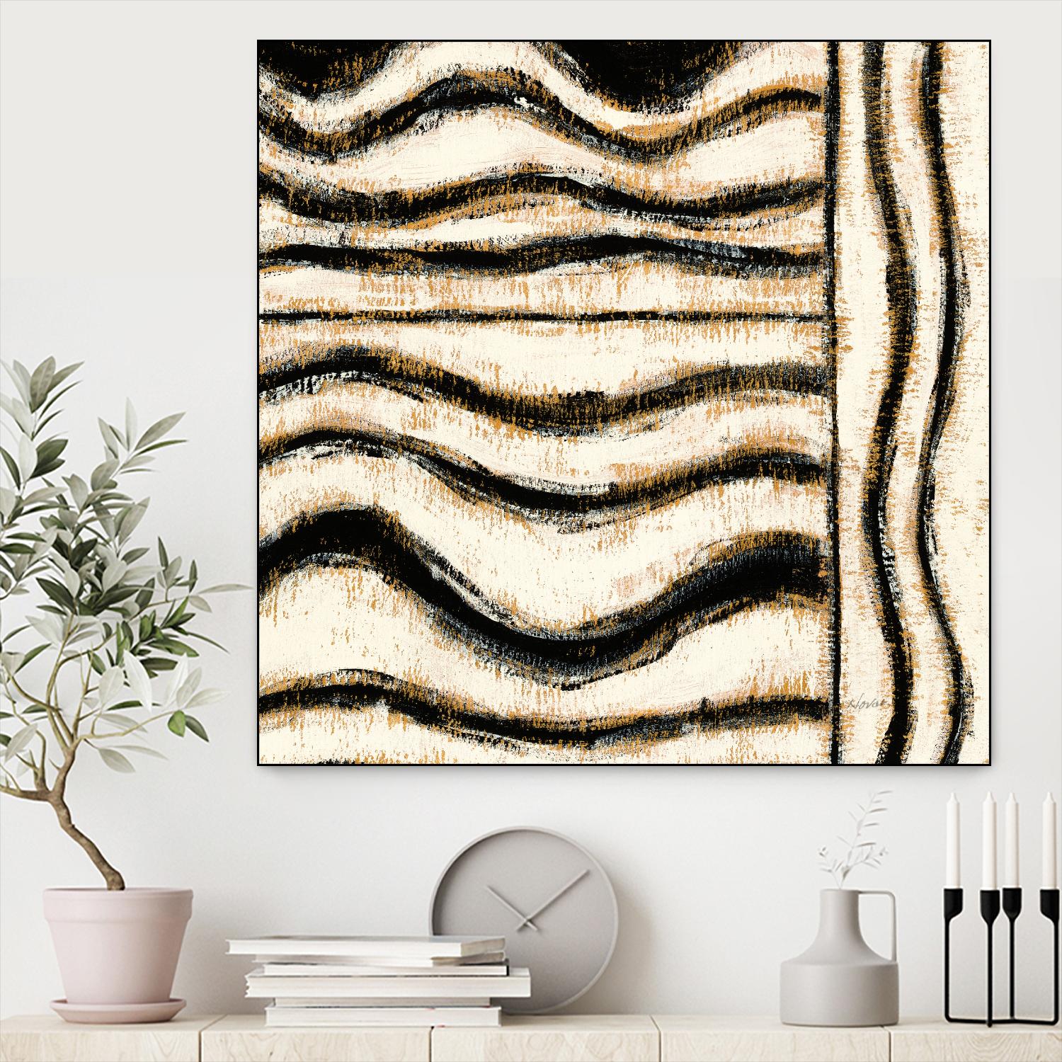 Black and Gold Geometric VI by Shirley Novak on GIANT ART - beige abstract
