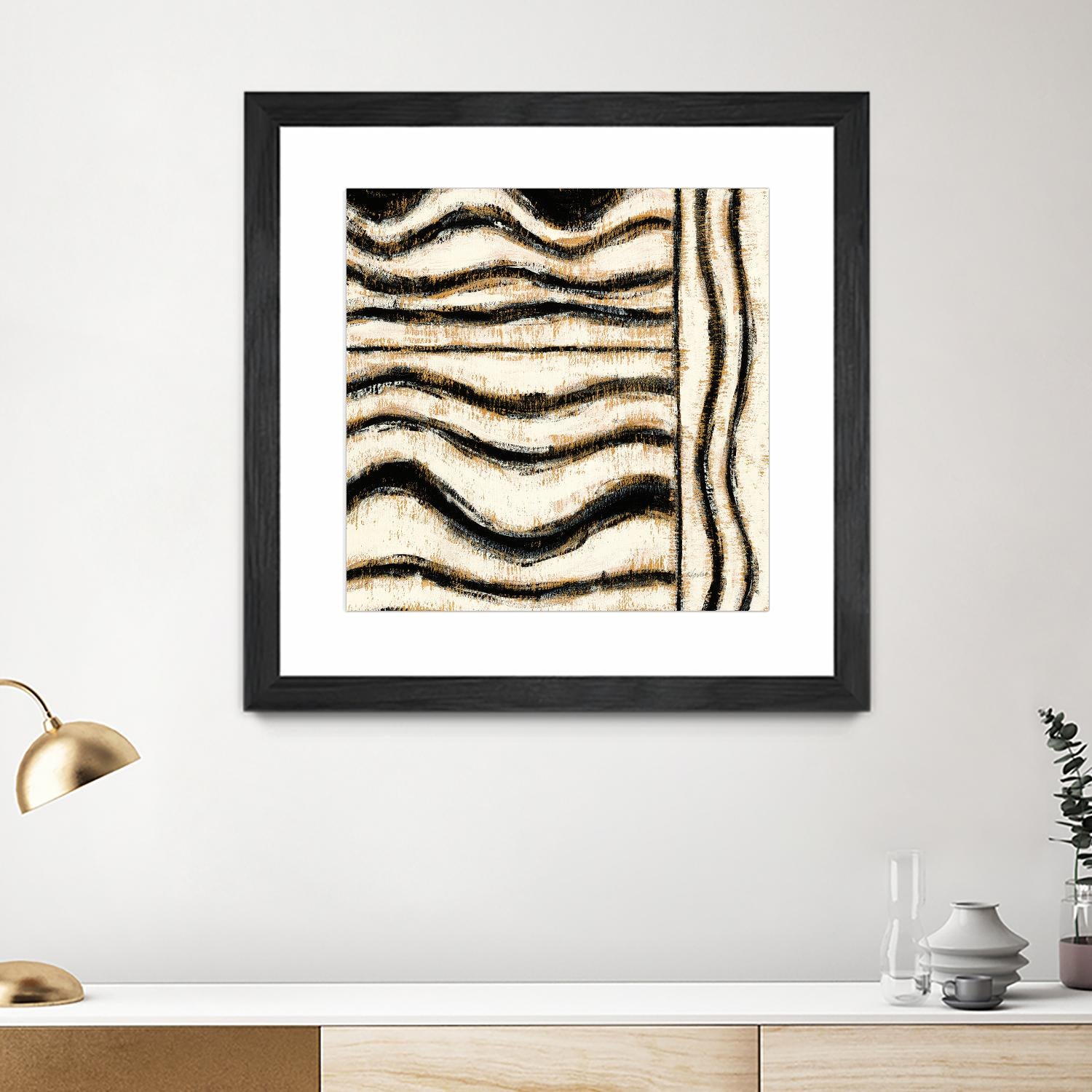 Black and Gold Geometric VI by Shirley Novak on GIANT ART - beige abstract